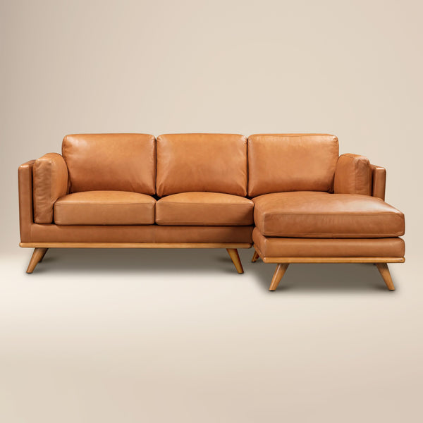 Cadiz 90" Leather Right-Facing Sectional Sofa | Saddle Tan