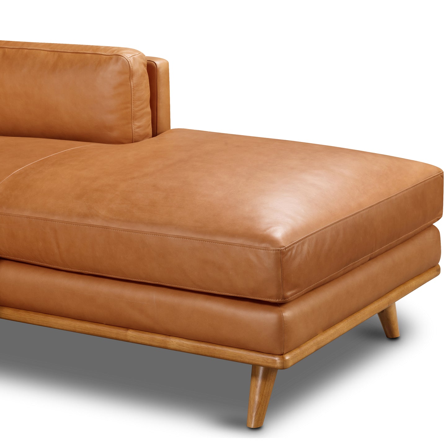 Cadiz 90" Leather Right-Facing Sectional Sofa | Saddle Tan
