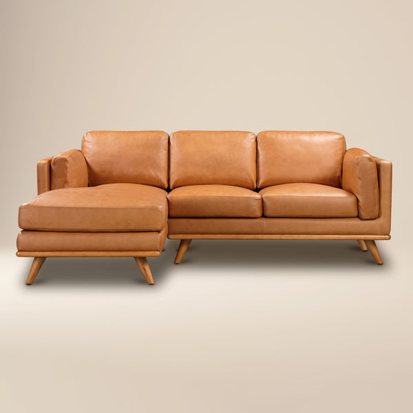 Cadiz 90" Leather Left-Facing Sectional Sofa | Saddle Tan
