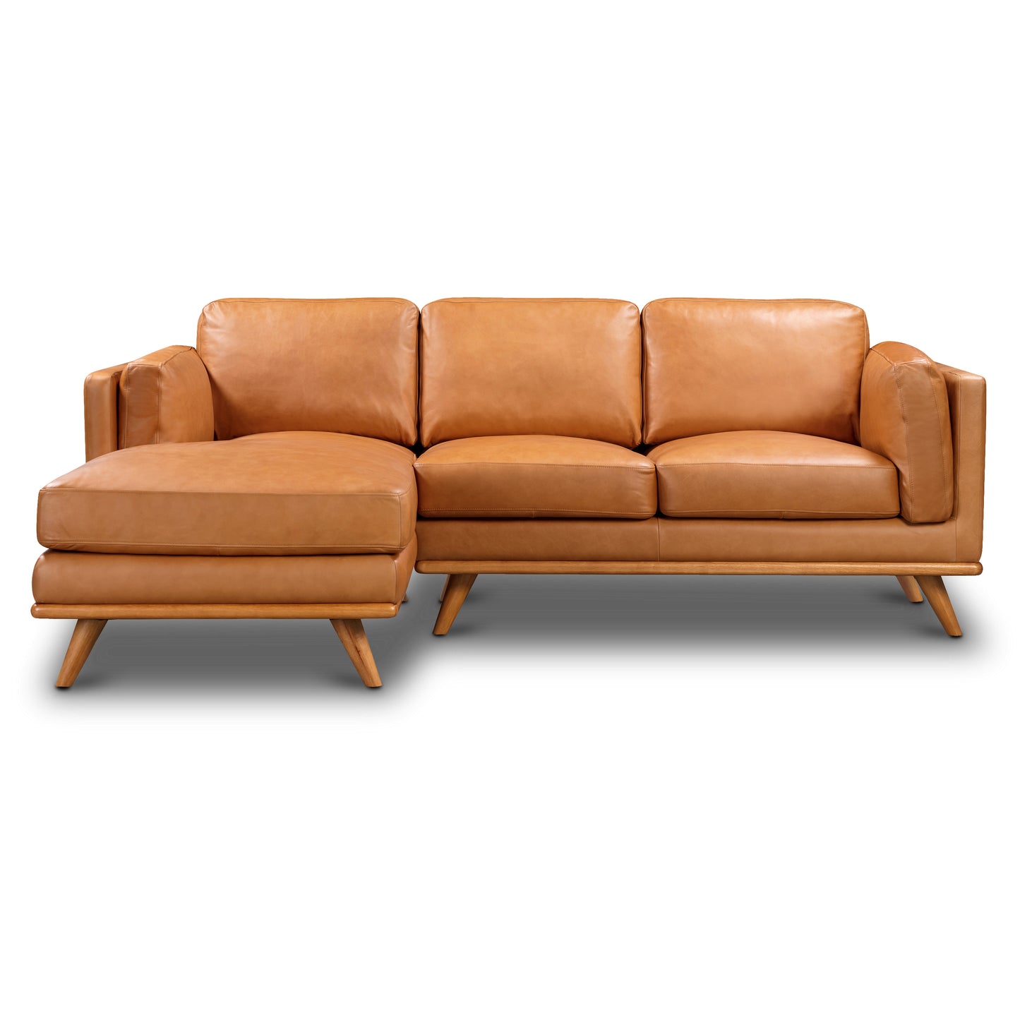Cadiz 90" Leather Left-Facing Sectional Sofa | Saddle Tan