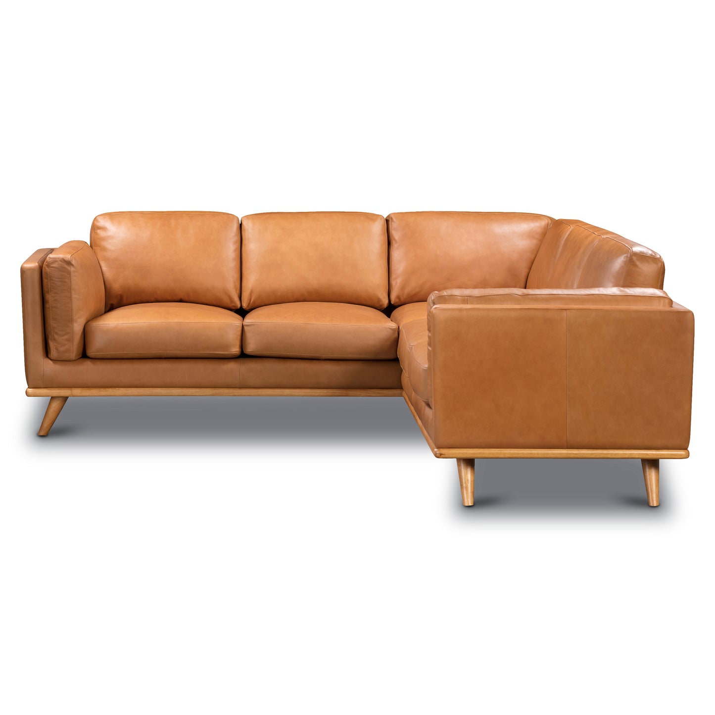 Cadiz 92" Leather L-Shaped Corner Sectional Sofa | Saddle Tan