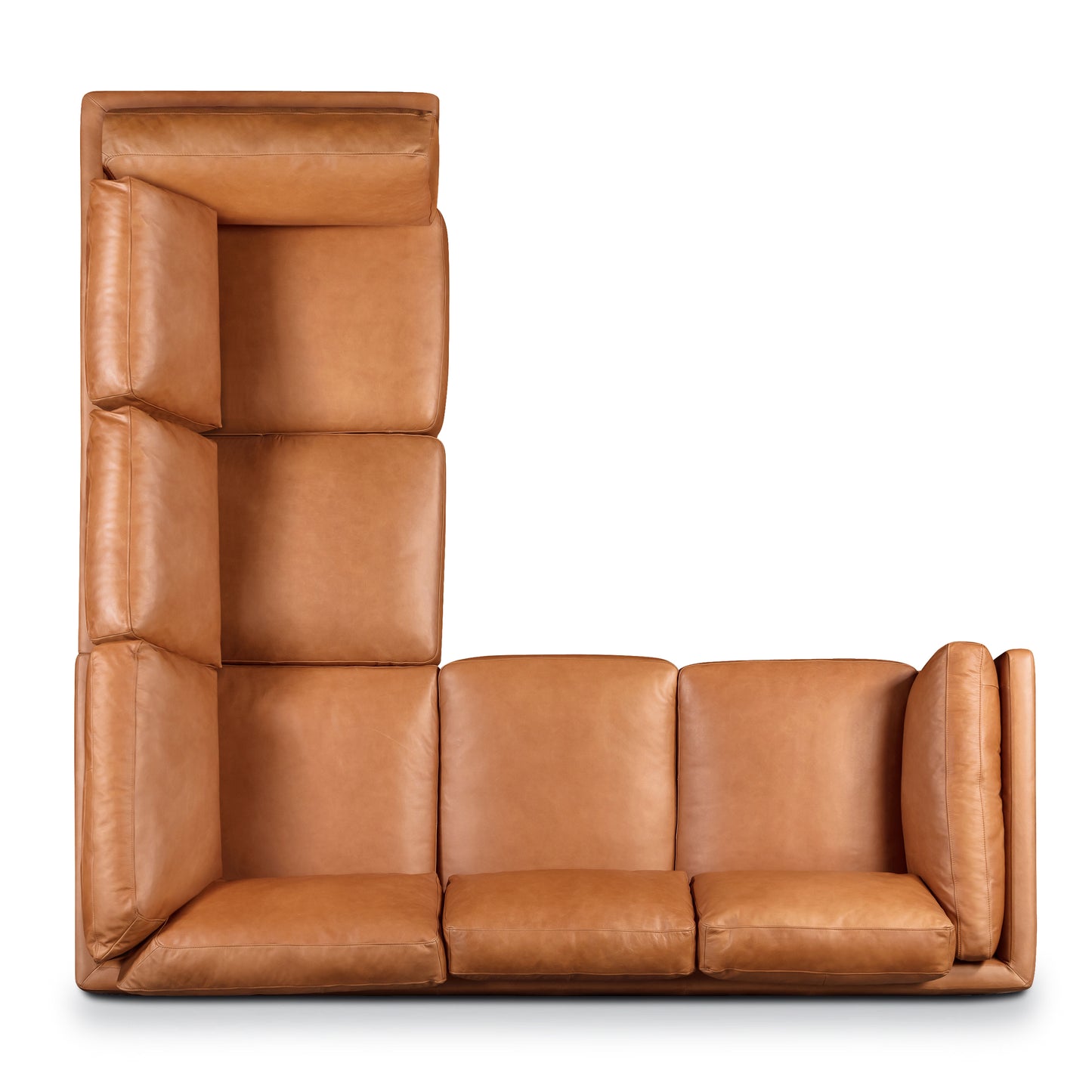 Cadiz 92" Leather L-Shaped Corner Sectional Sofa | Saddle Tan