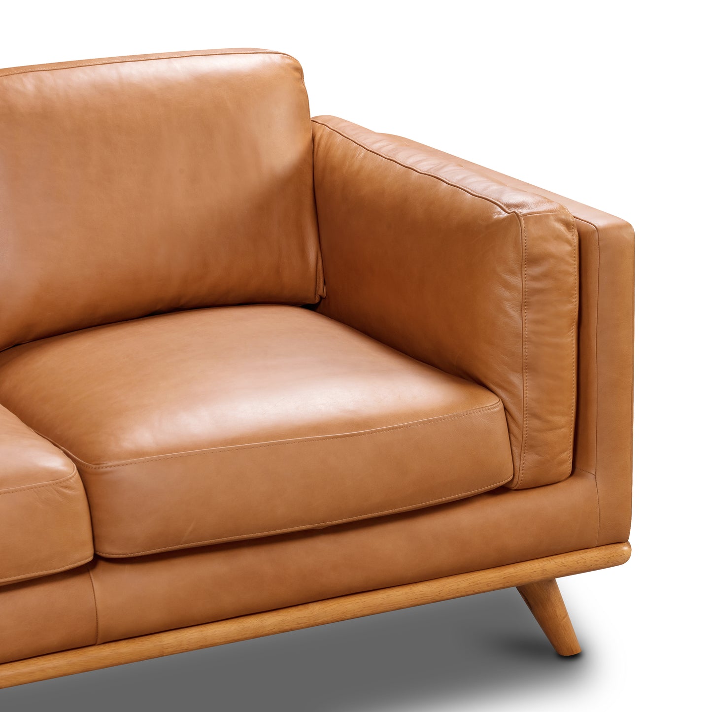 Cadiz 92" Leather L-Shaped Corner Sectional Sofa | Saddle Tan