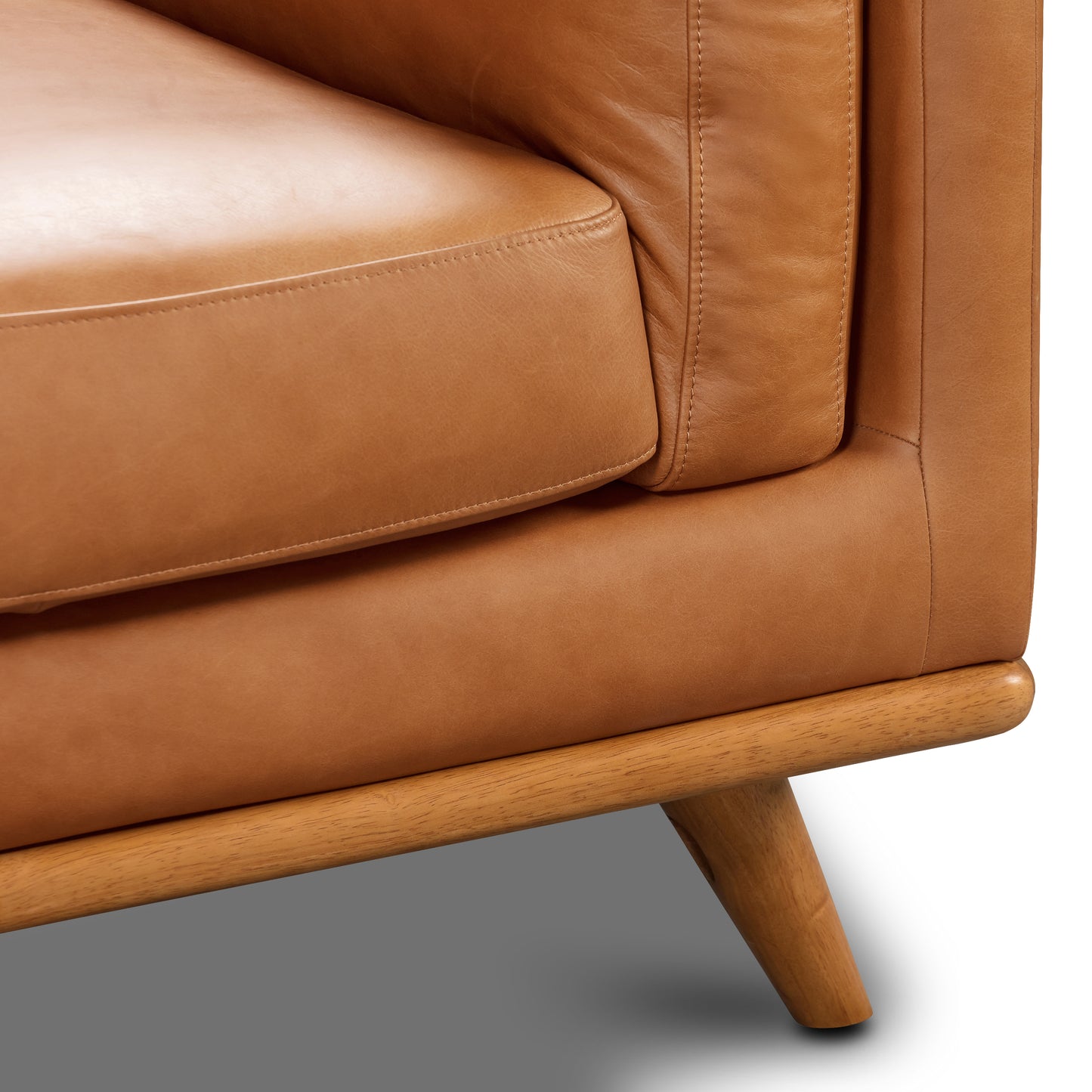 Cadiz 92" Leather L-Shaped Corner Sectional Sofa | Saddle Tan