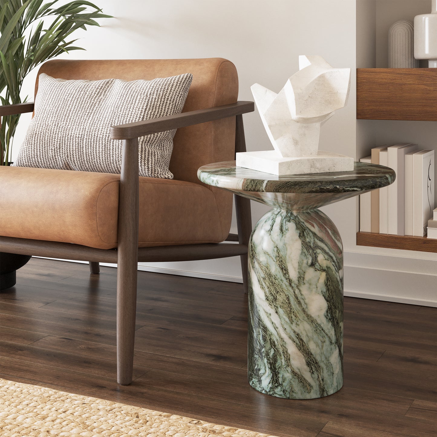 Wels End Table | Green Marble