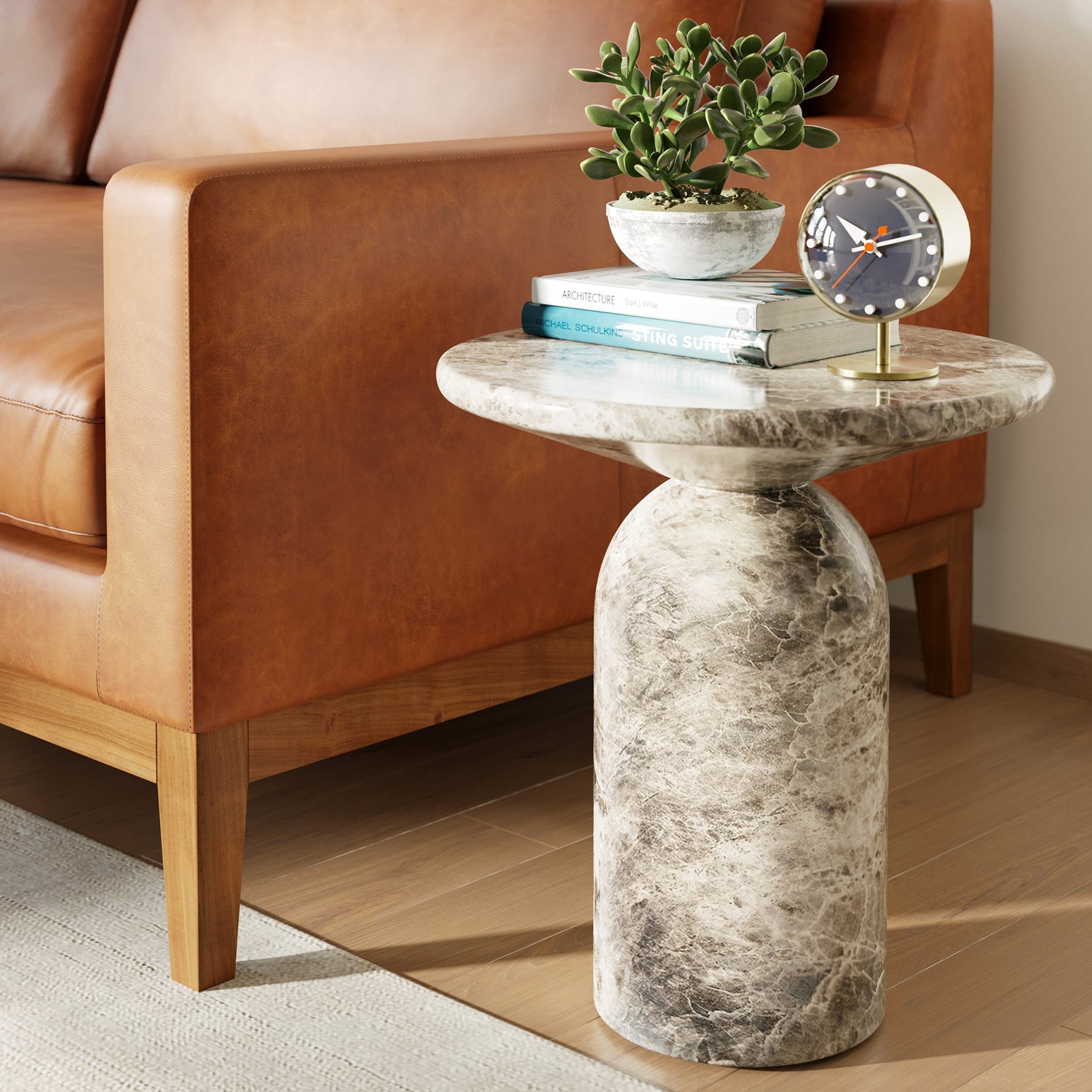 Wels End Table | Grey Marble lifestyle_image