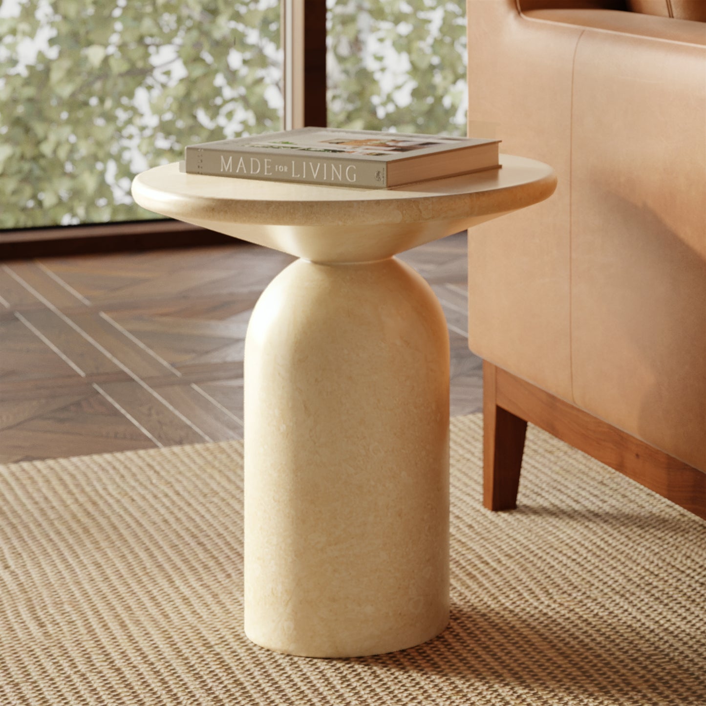 Wels End Table | Sandstone White