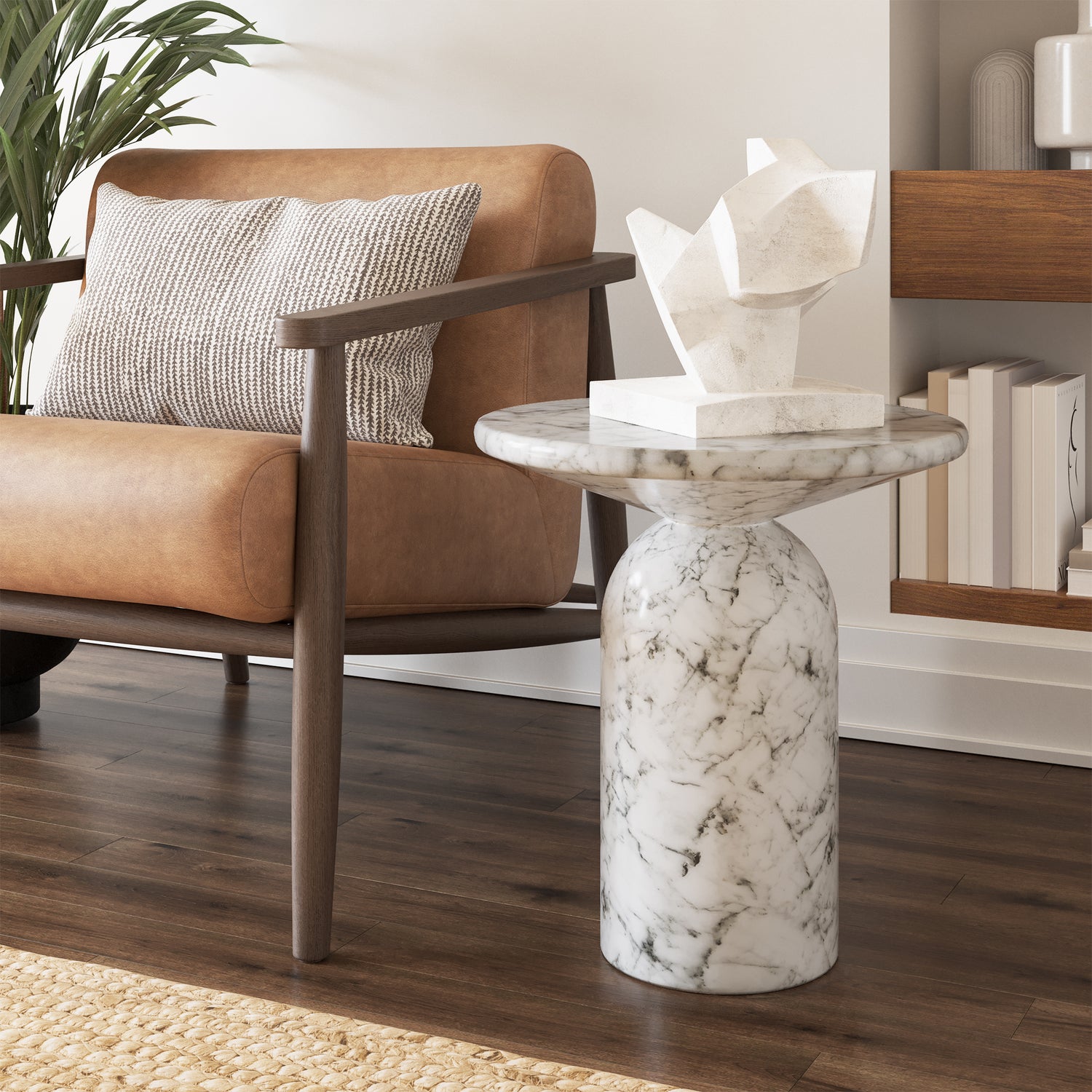 Wels End Table | White Marble lifestyle_image
