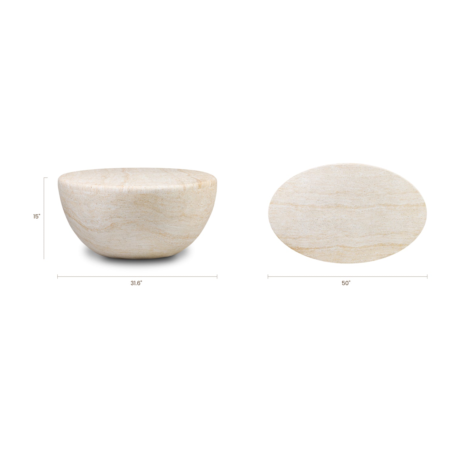 Trevi Oval Coffee Table | Travertine 