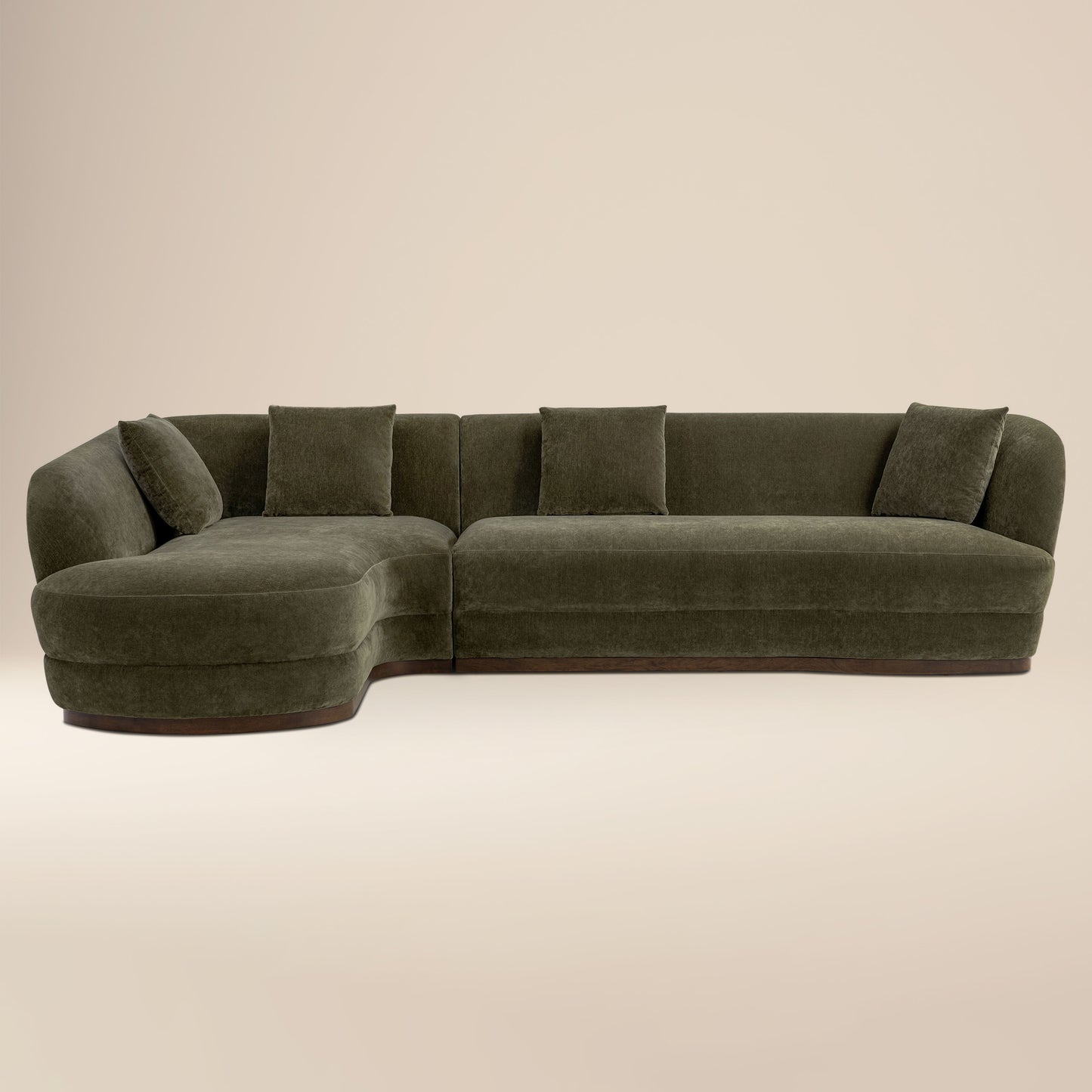 Arles 126" Left-Facing Bumper Chaise Sectional | Lume Green