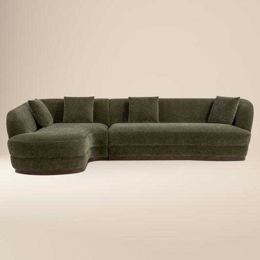 Arles 126" Left-Facing Bumper Chaise Sectional | Lume Green