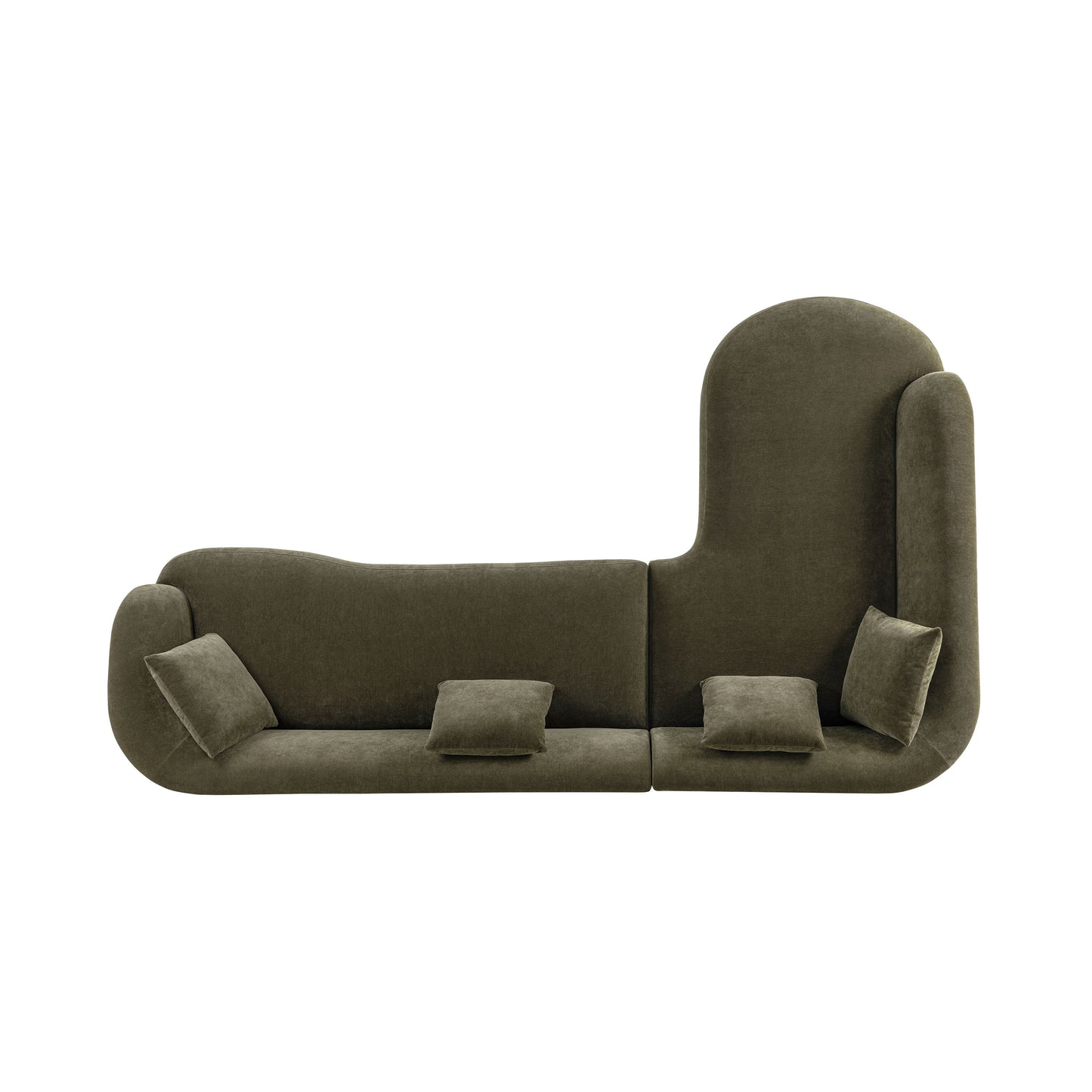 Arles 126" Left-Facing Bumper Chaise Sectional | Lume Green
