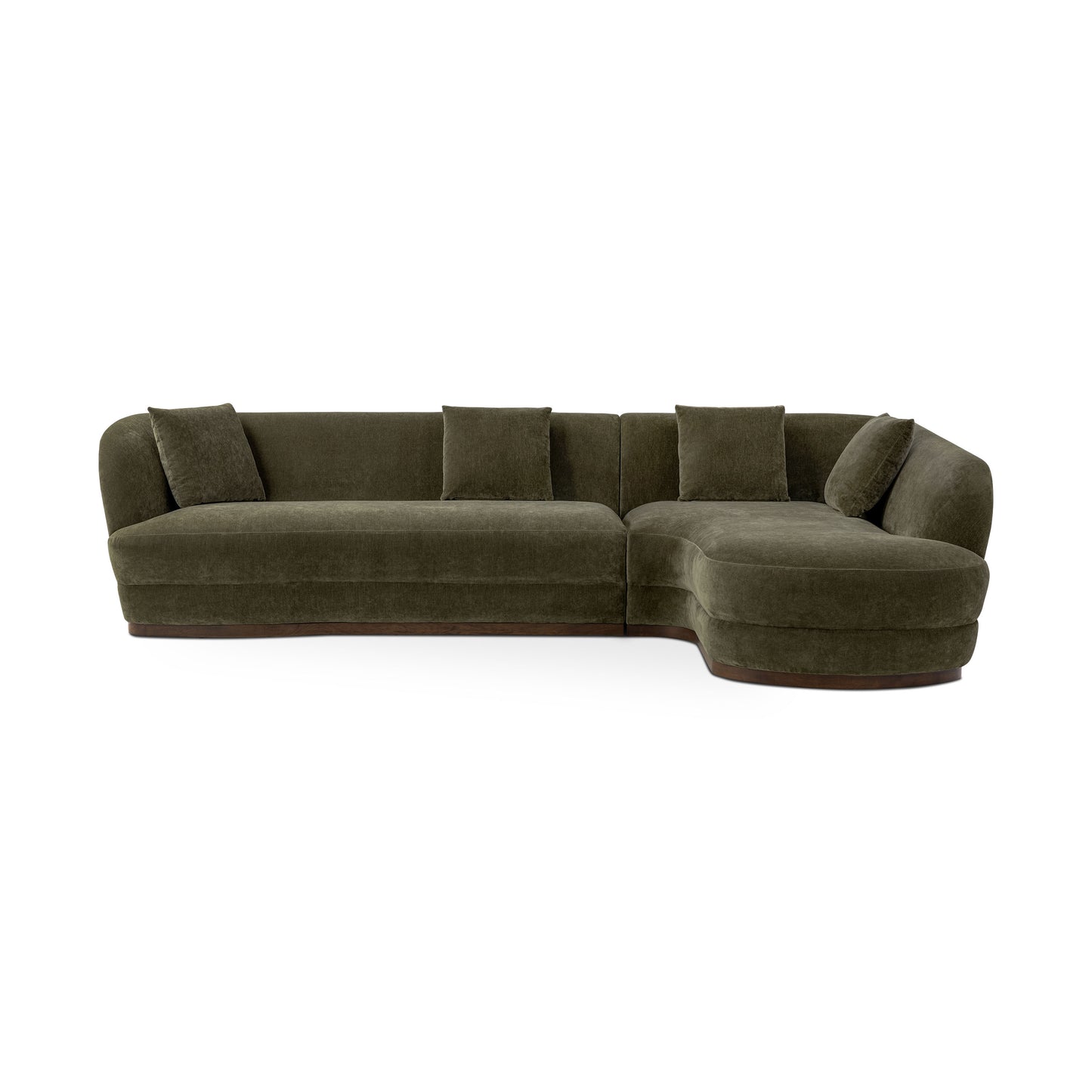 Arles 126" Right-Facing Bumper Chaise Sectional | Lume Green