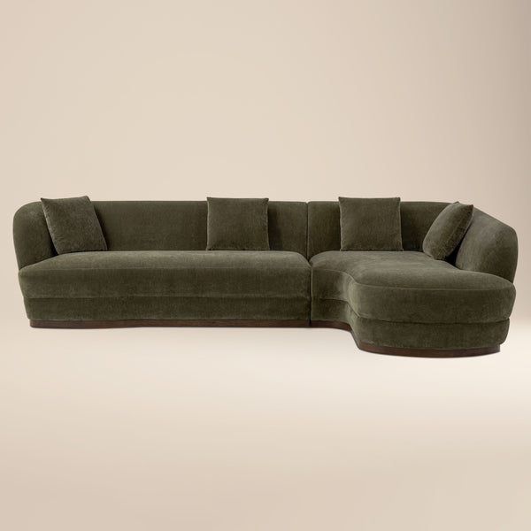 Arles 126" Right-Facing Bumper Chaise Sectional | Lume Green