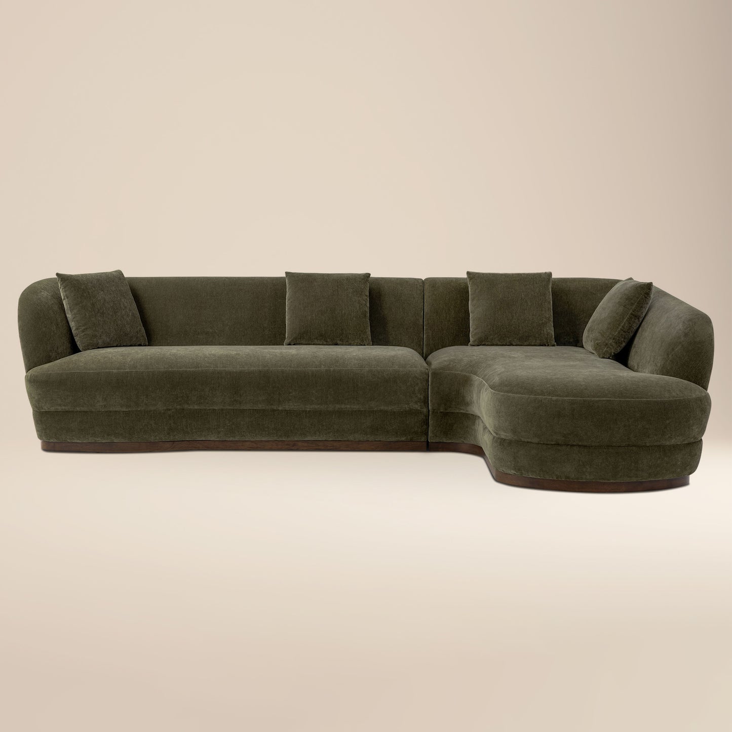 Arles 126" Right-Facing Bumper Chaise Sectional | Lume Green