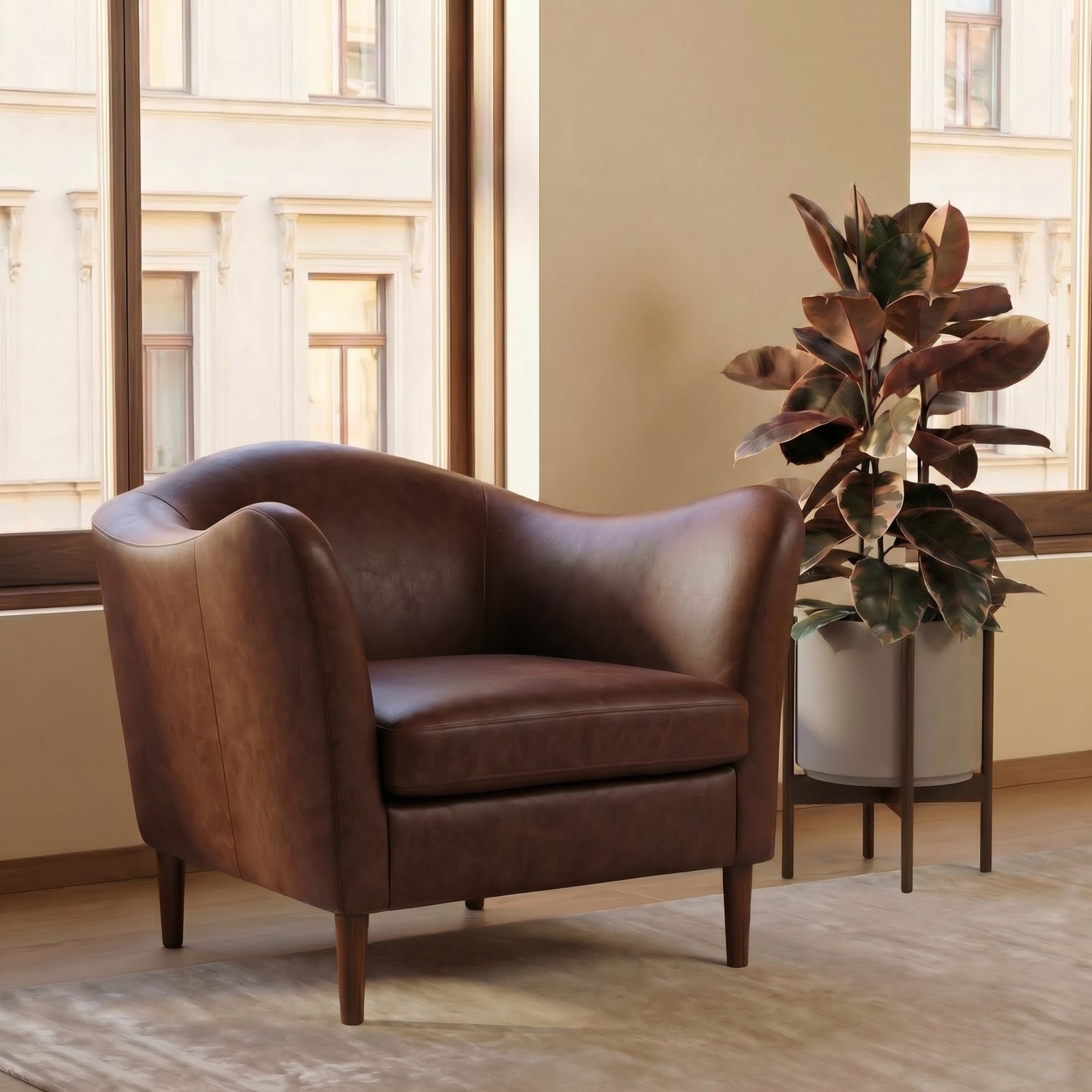 Carmel Leather Lounge Chair | Chocolate Brown lifestyle_image