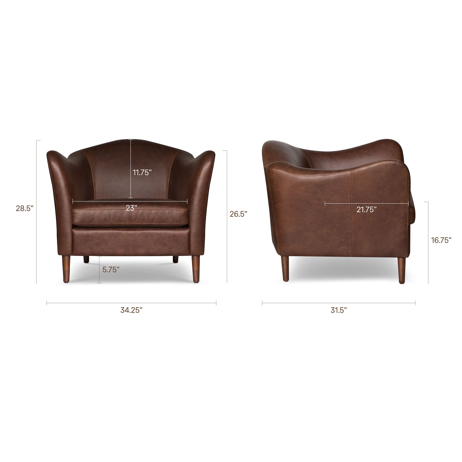 Carmel Leather Lounge Chair | Chocolate Brown 