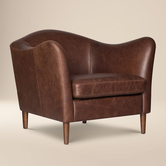 Carmel Leather Lounge Chair | Chocolate Brown