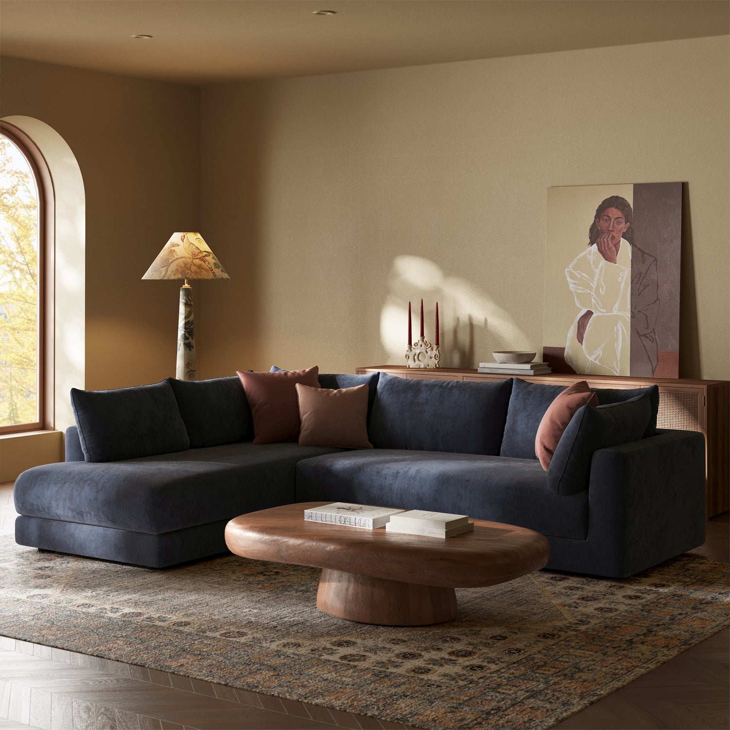 Marcel Left-Facing Corner Sectional | Mystic Blue 