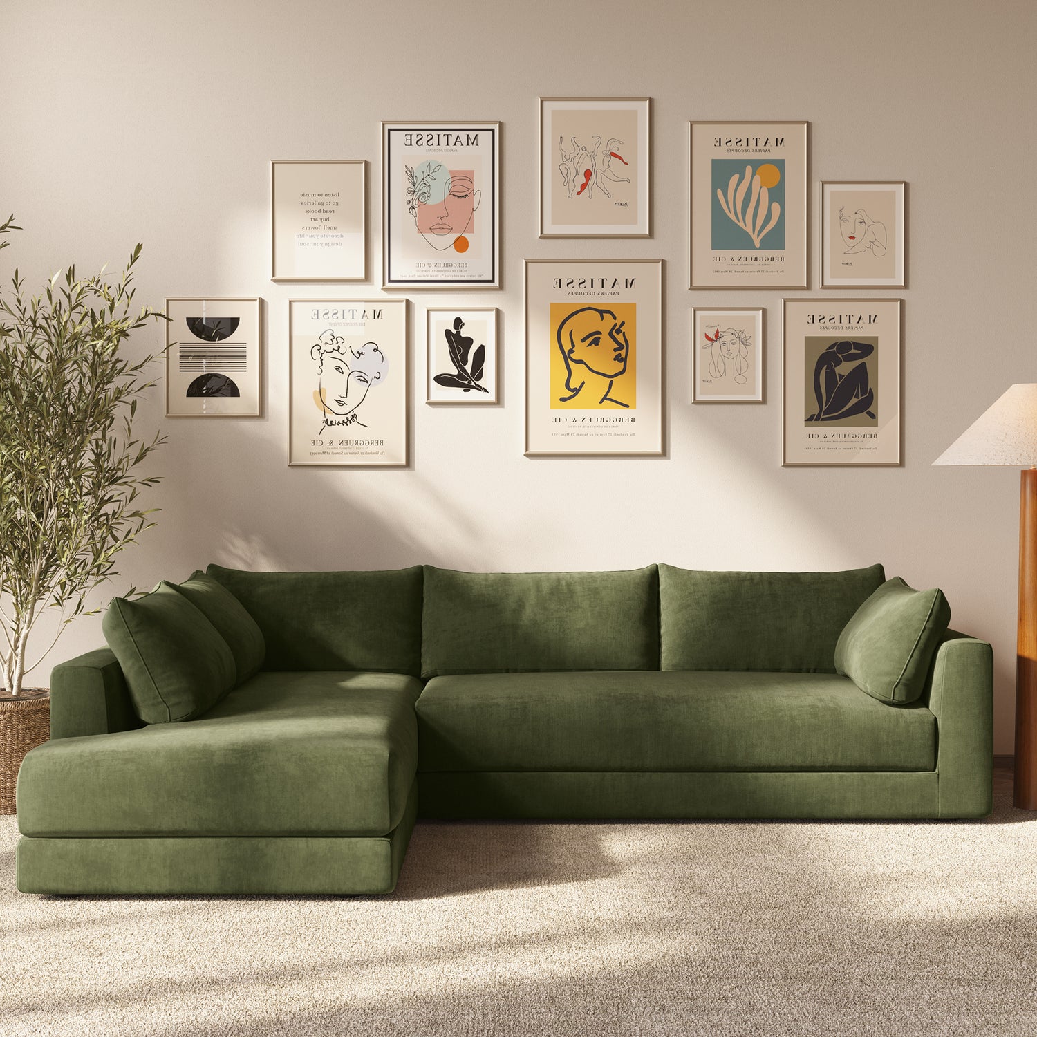Marcel Left-Facing Corner Sectional | Sagano Green lifestyle_image