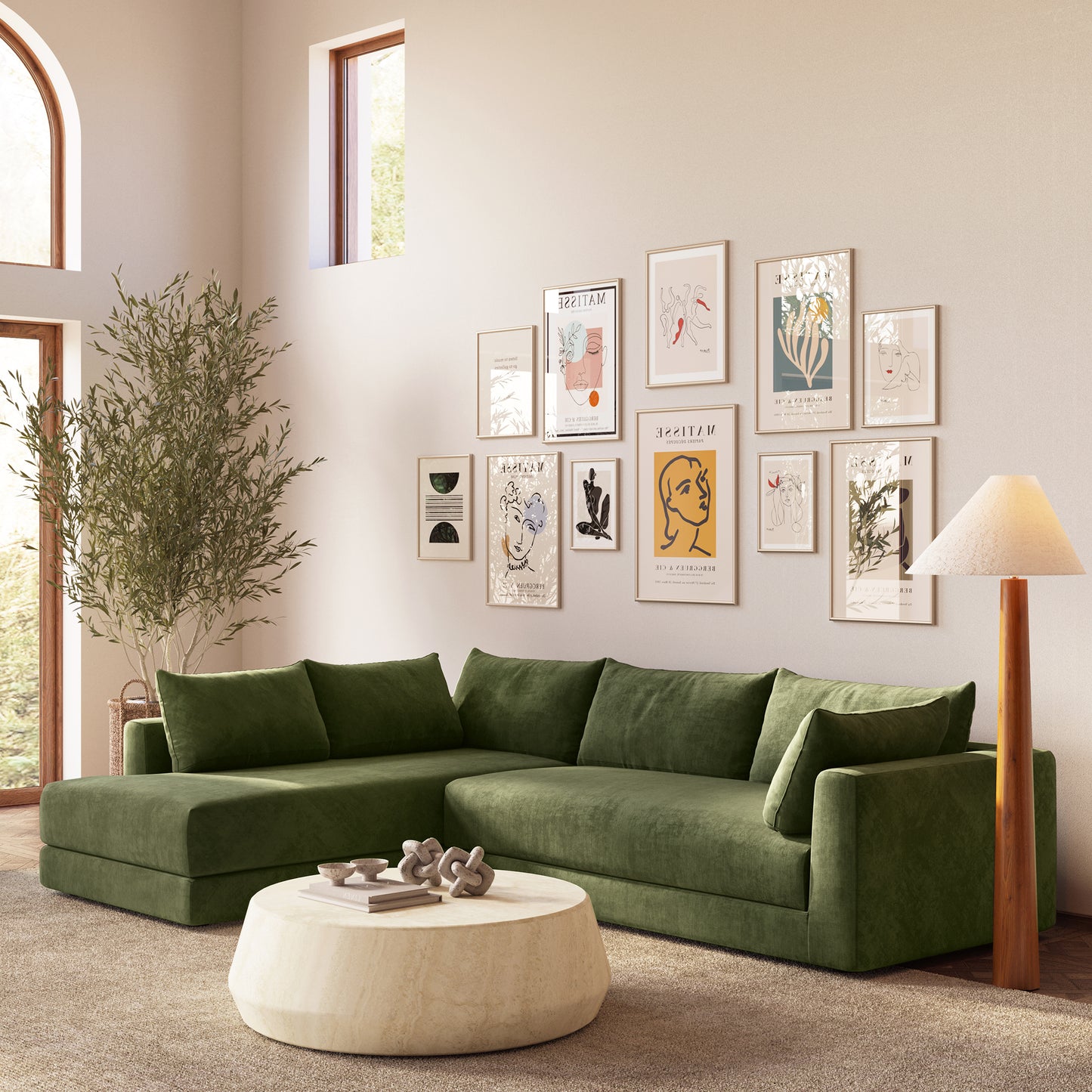 Marcel Left-Facing Corner Sectional | Sagano Green
