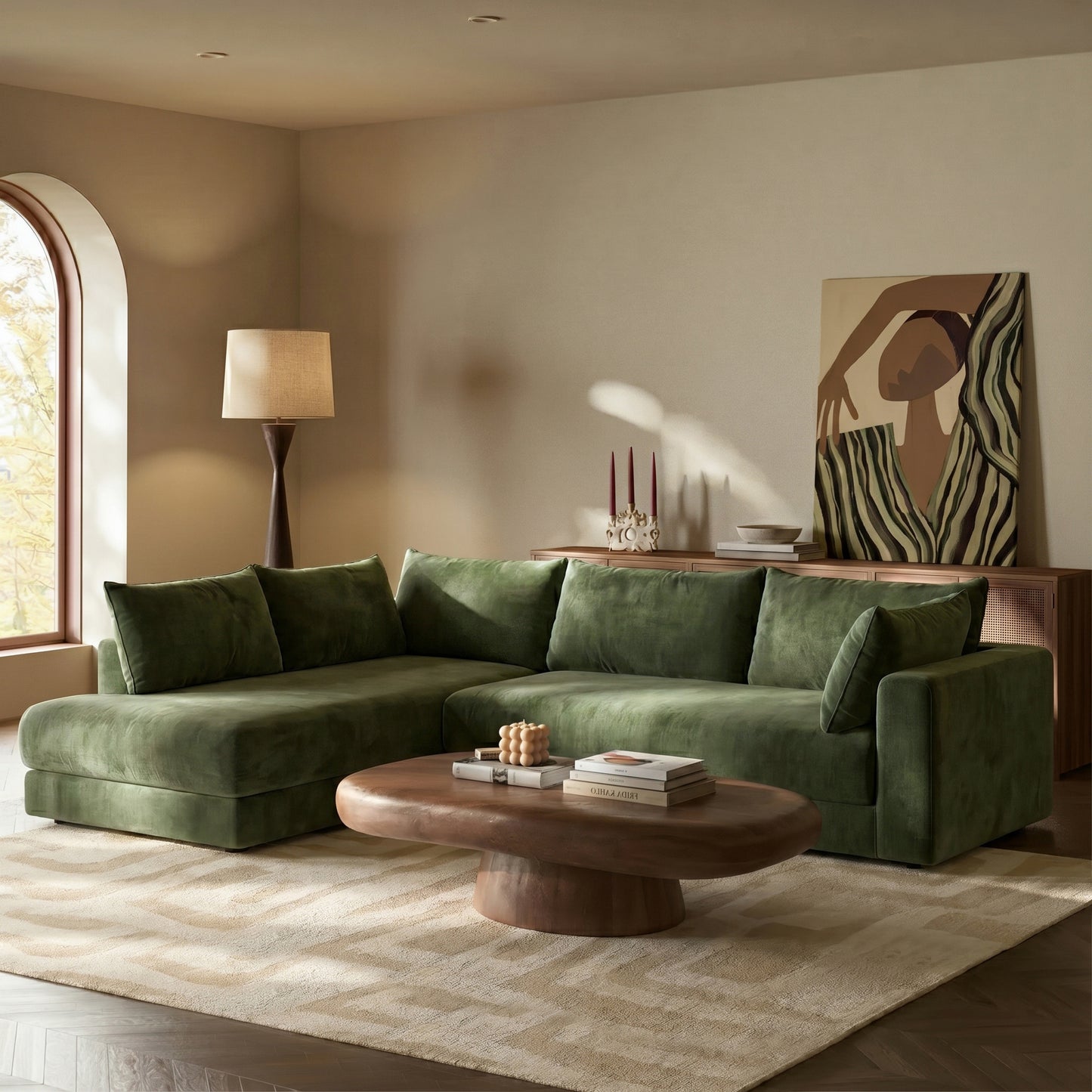 Marcel Left-Facing Corner Sectional | Sagano Green