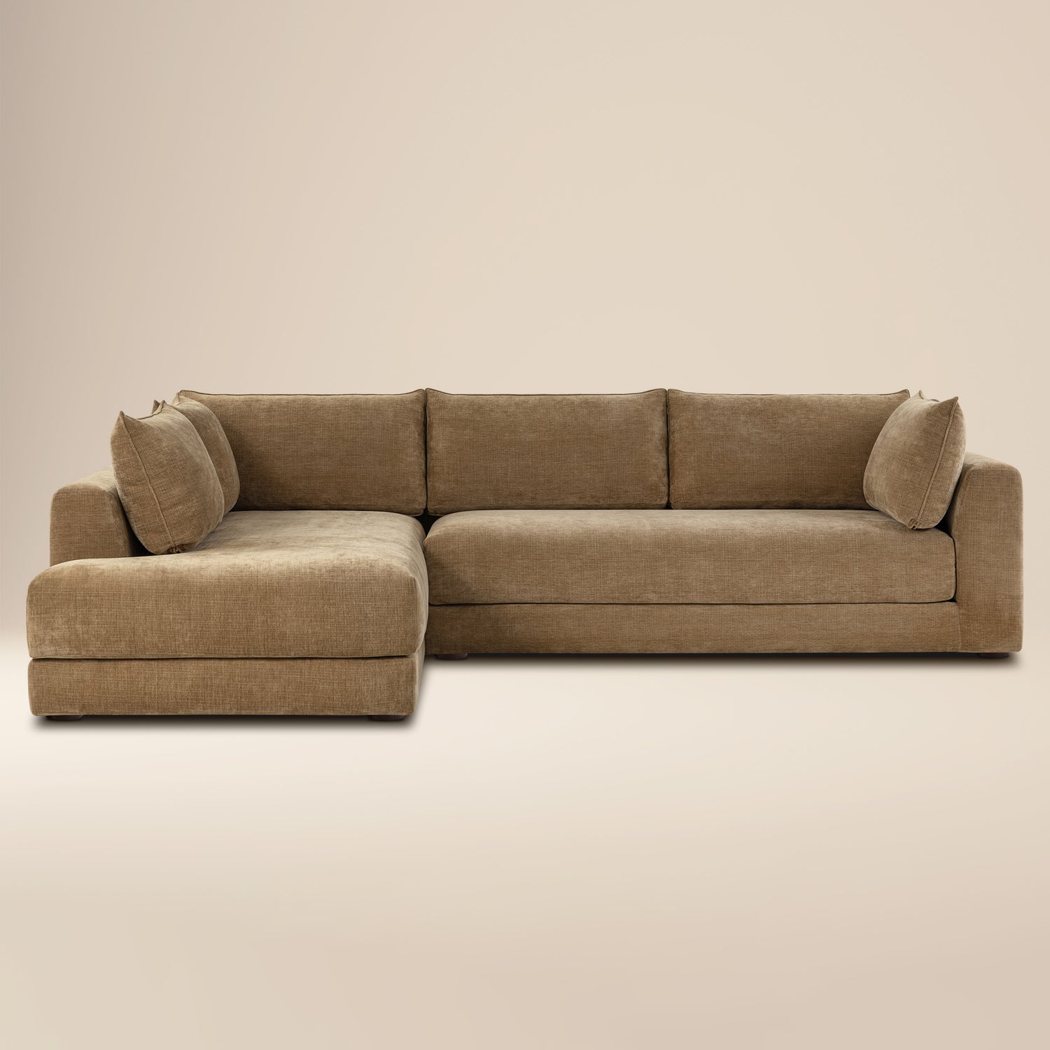 Marcel 122” Left-Facing Bumper Chaise Sectional | Tawny Brown 