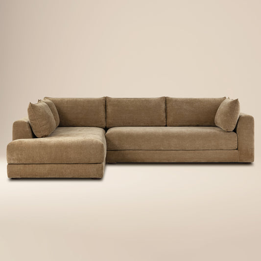 Marcel 122” Left-Facing Bumper Chaise Sectional | Tawny Brown