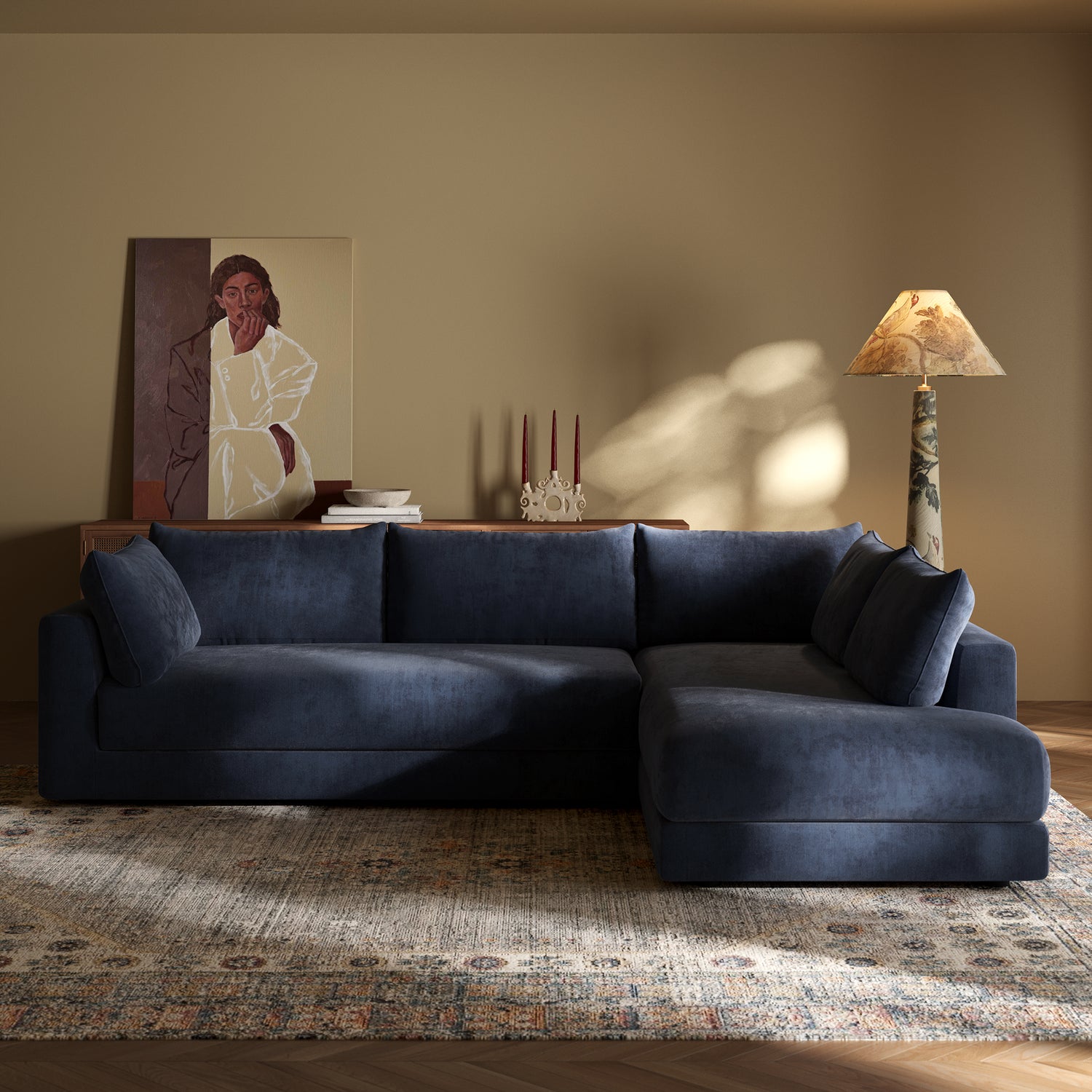 Marcel Right-Facing Corner Sectional | Mystic Blue lifestyle_image