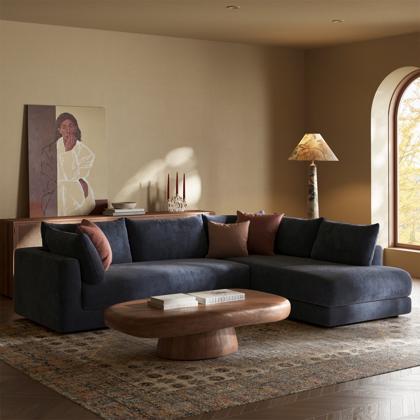 Marcel Right-Facing Corner Sectional | Mystic Blue