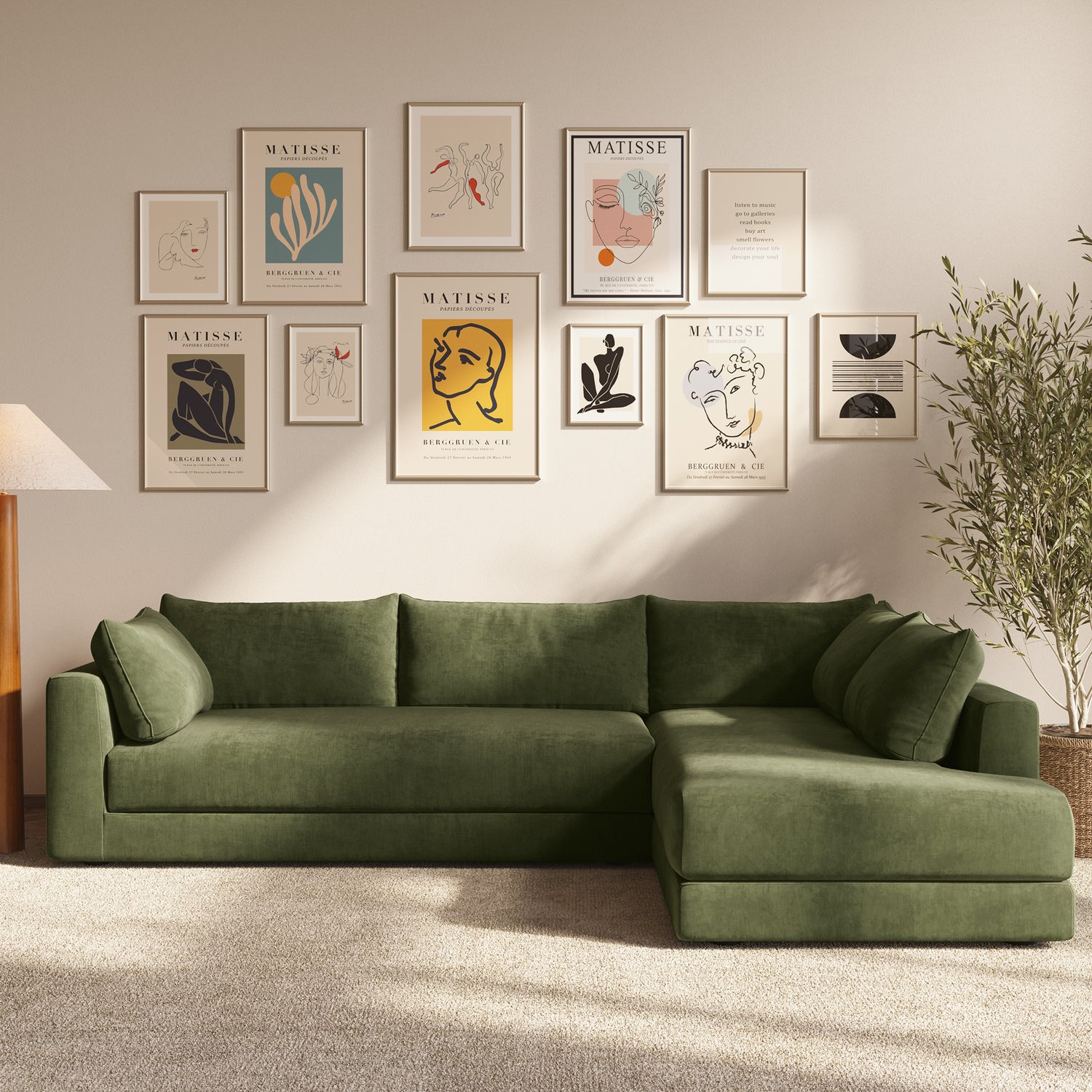 Marcel Right-Facing Corner Sectional | Sagano Green lifestyle_image