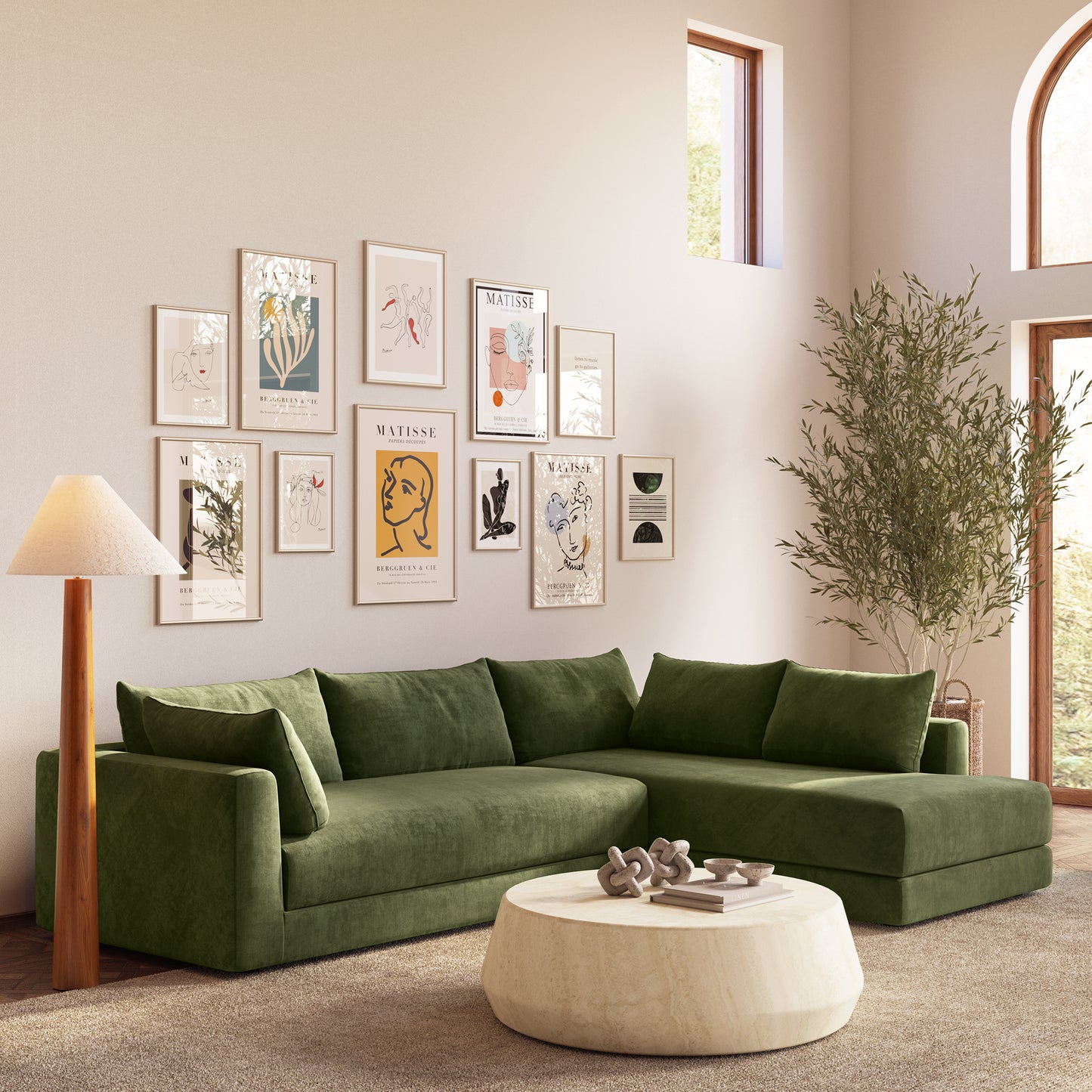 Marcel Right-Facing Corner Sectional | Sagano Green