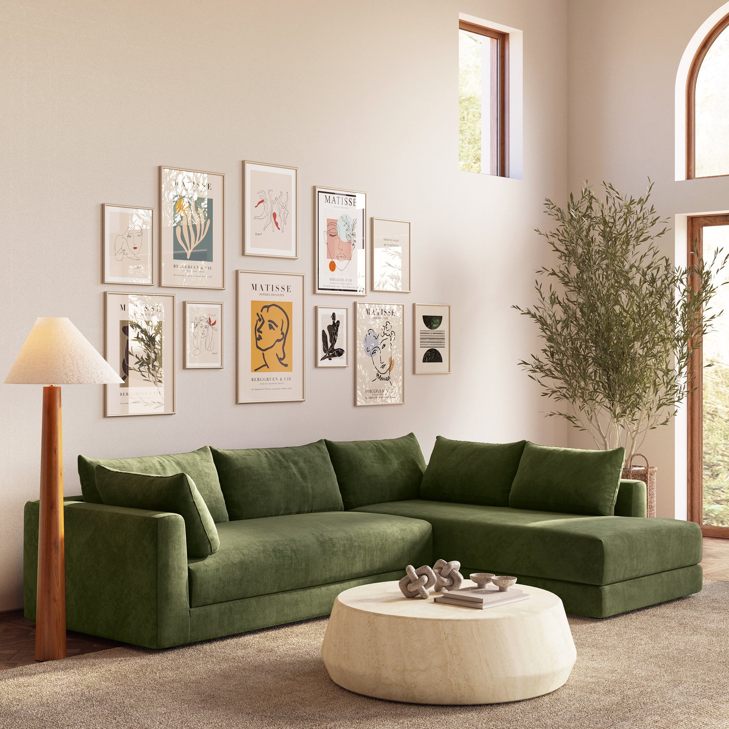 Marcel Right-Facing Corner Sectional | Sagano Green 