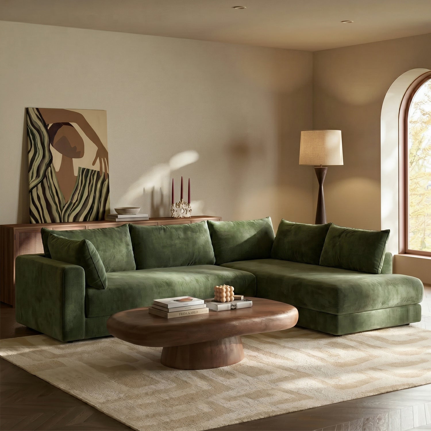 Marcel Right-Facing Corner Sectional | Sagano Green 