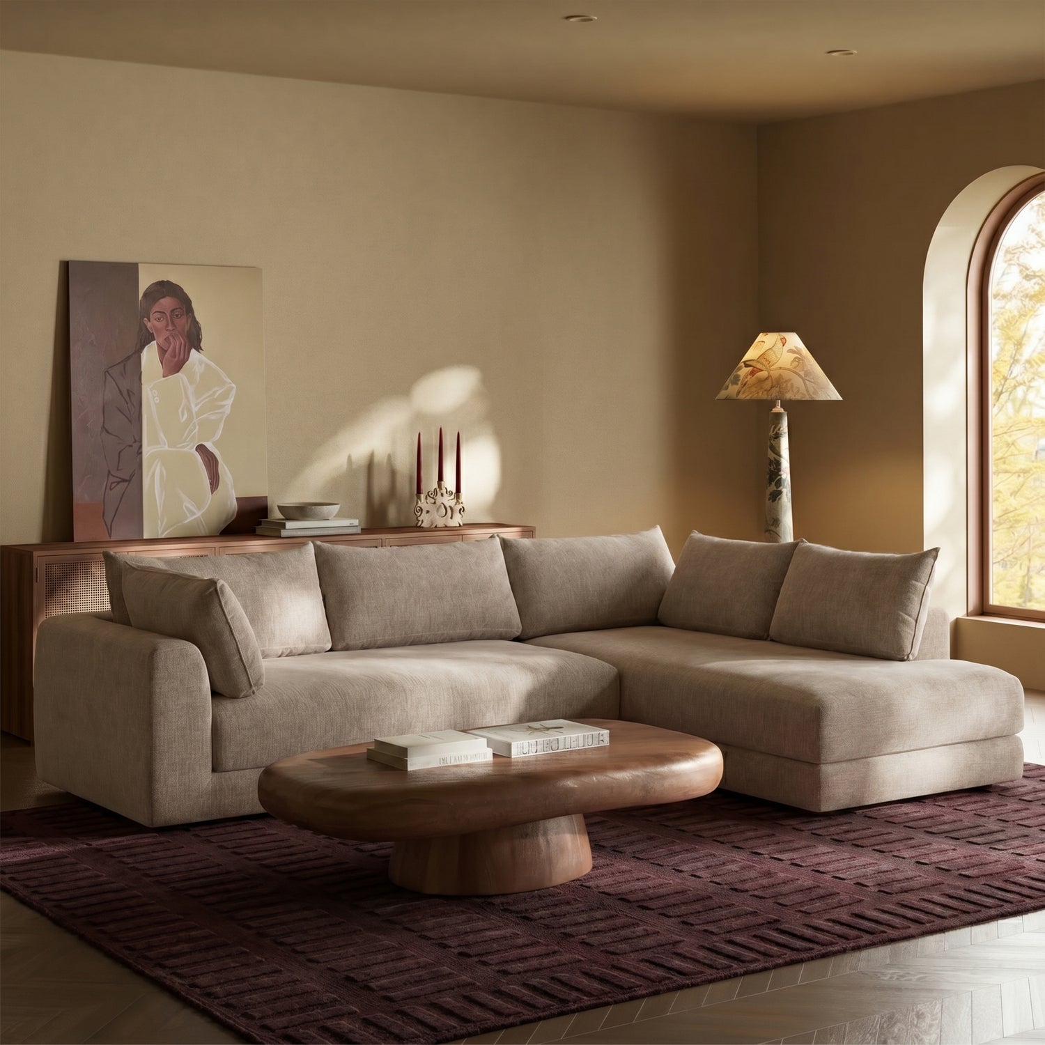 Marcel Right-Facing Corner Sectional | Taupe Brown lifestyle_image