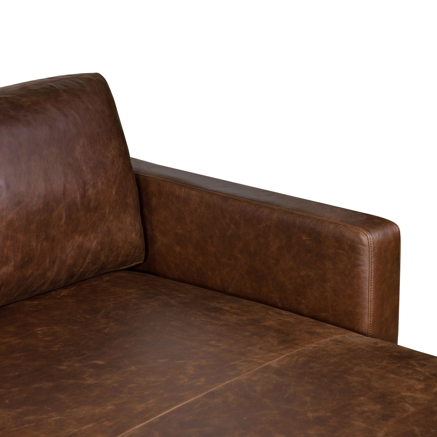 Harper 113.5" Leather Right-Facing Pull-Out Sleeper Sectional | Chocolate Brown