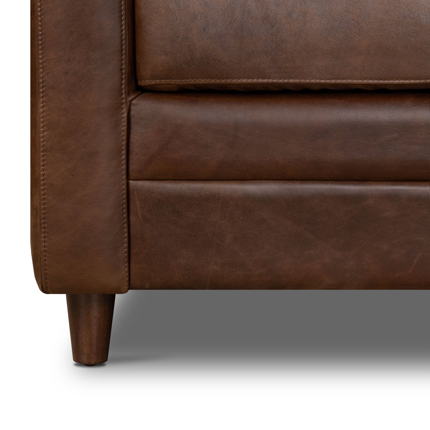Harper 113.5" Leather Right-Facing Pull-Out Sleeper Sectional | Chocolate Brown