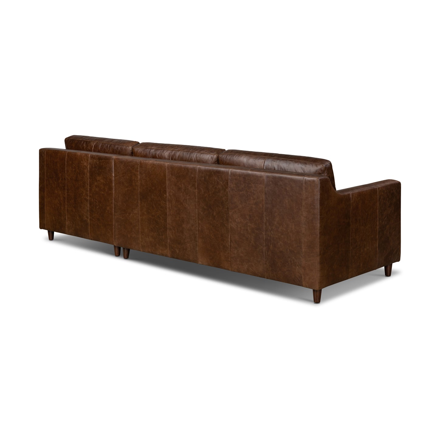 Harper 113.5" Leather Right-Facing Pull-Out Sleeper Sectional | Chocolate Brown