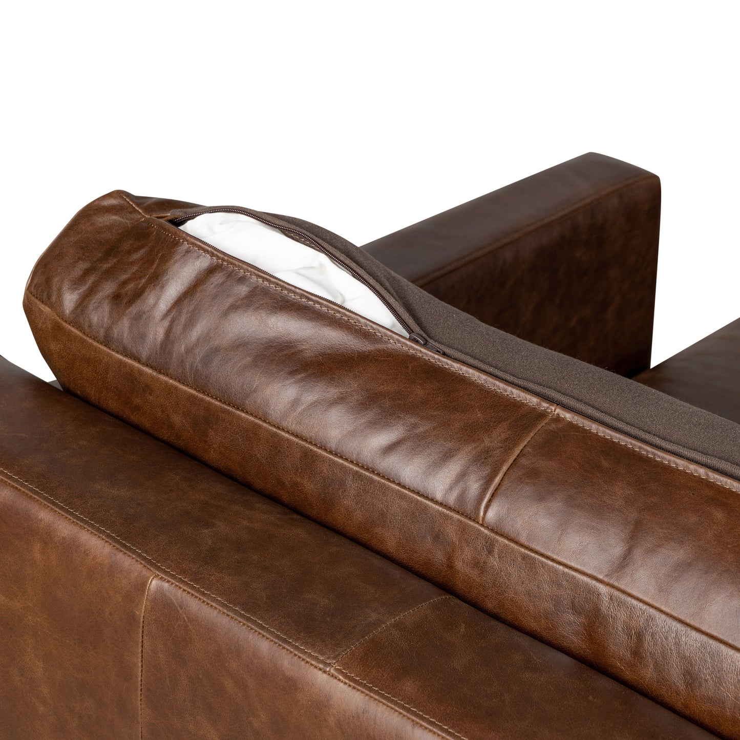 Harper 113.5" Leather Right-Facing Pull-Out Sleeper Sectional | Chocolate Brown