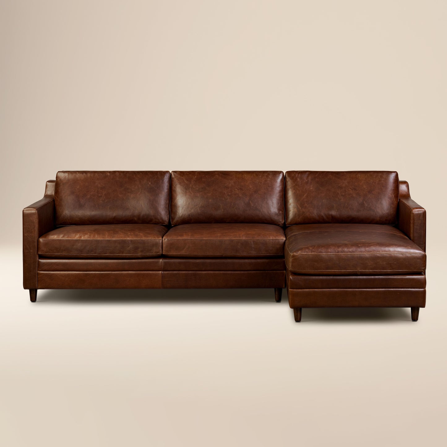 Harper 113.5" Leather Right-Facing Pull-Out Sleeper Sectional Sofa | Oscuro Brown