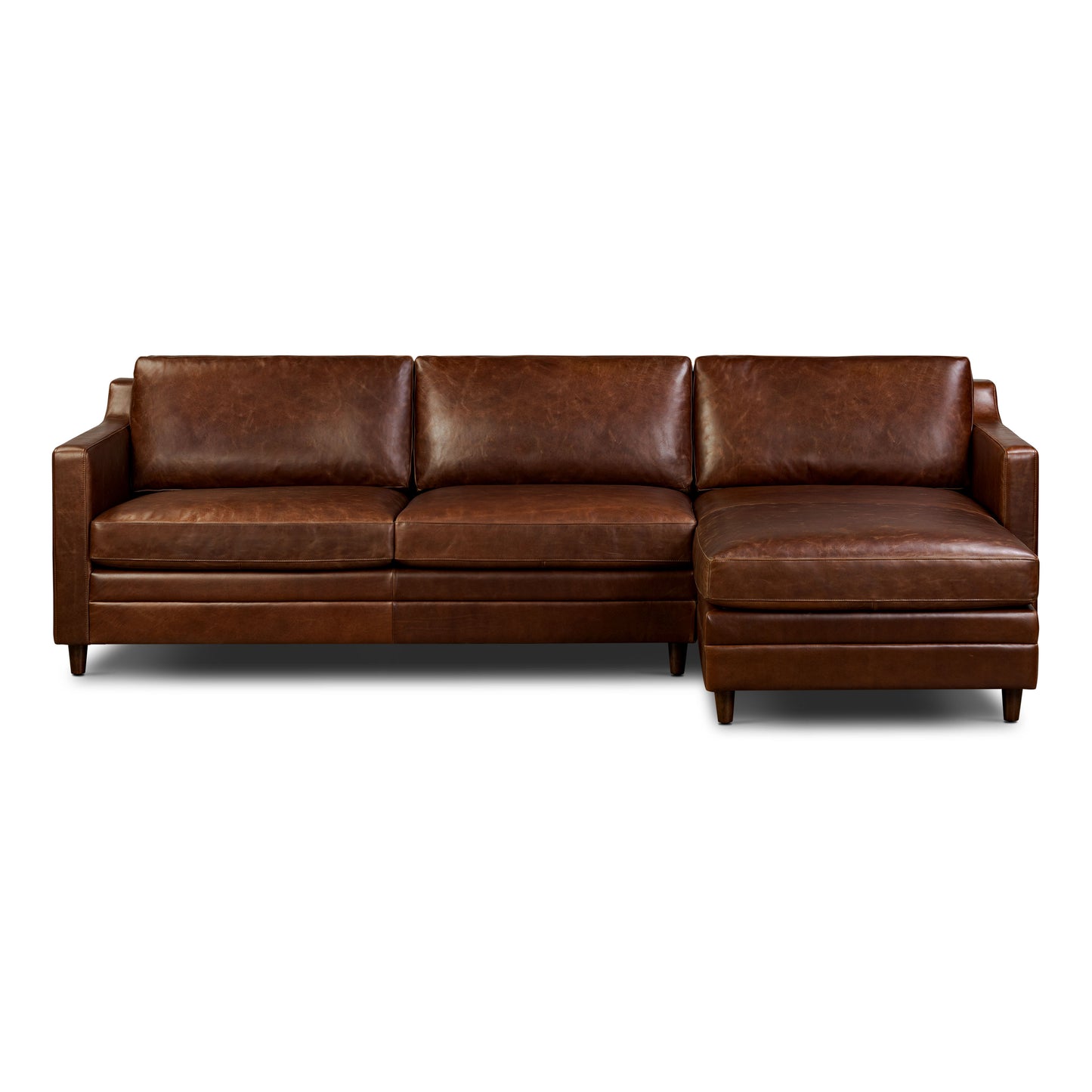 Harper 113.5" Leather Right-Facing Pull-Out Sleeper Sectional Sofa | Oscuro Brown