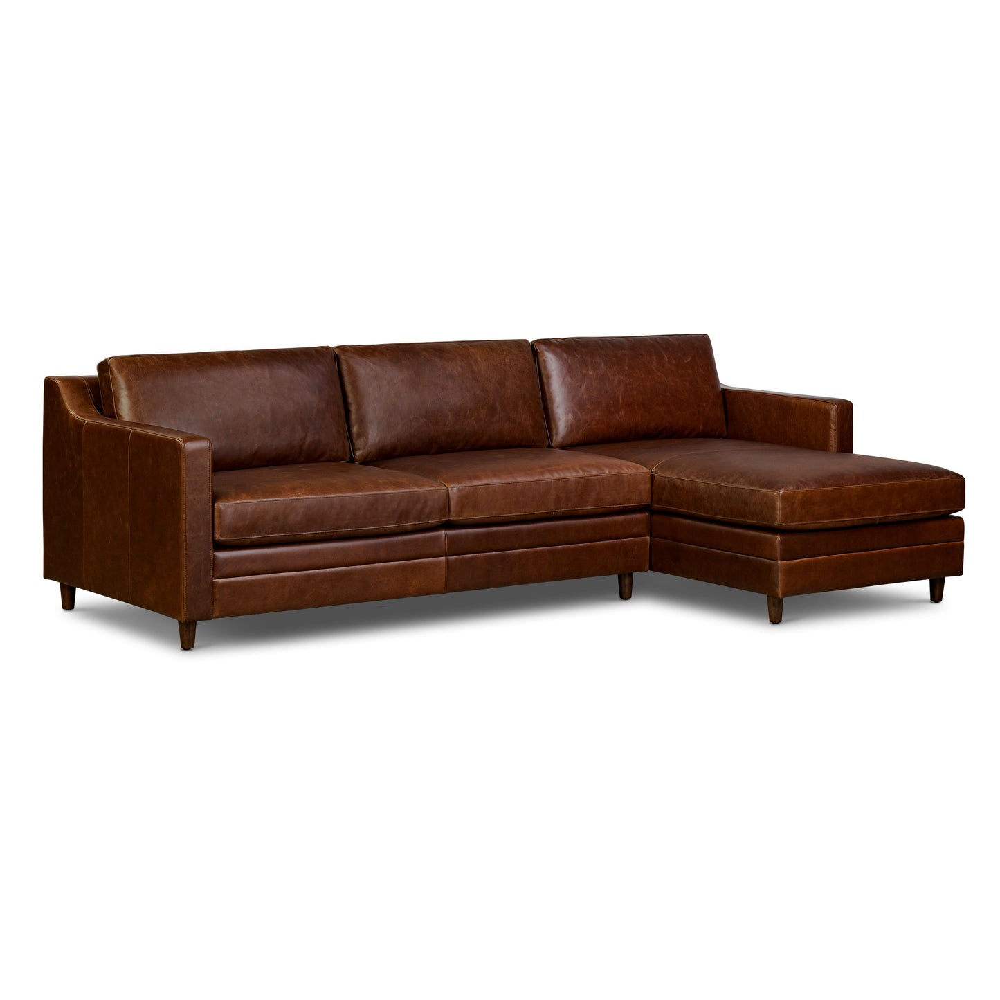 Harper 113.5" Leather Right-Facing Pull-Out Sleeper Sectional Sofa | Oscuro Brown