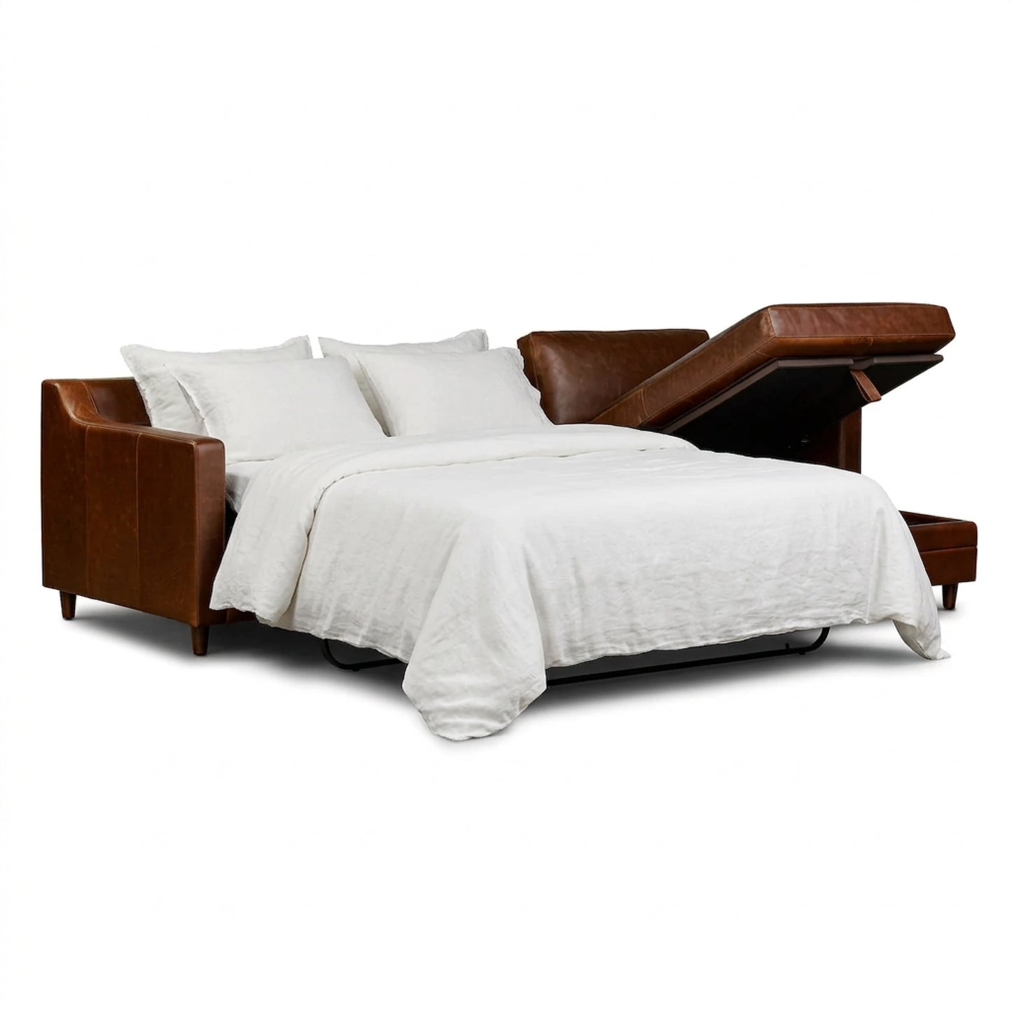 Harper 113.5" Leather Right-Facing Pull-Out Sleeper Sectional Sofa | Oscuro Brown