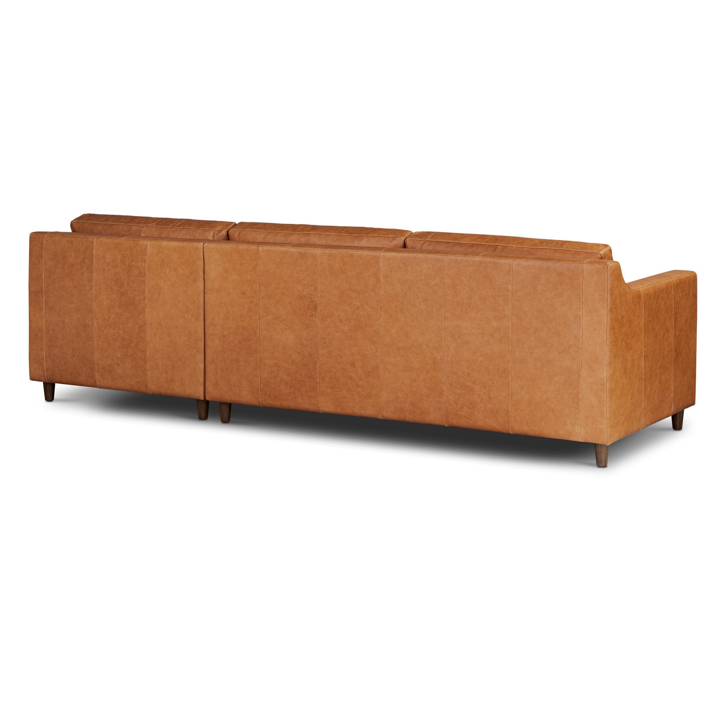 Harper 113.5" Leather Right-facing Pull-Out Sleeper Sectional Sofa | Cognac Tan