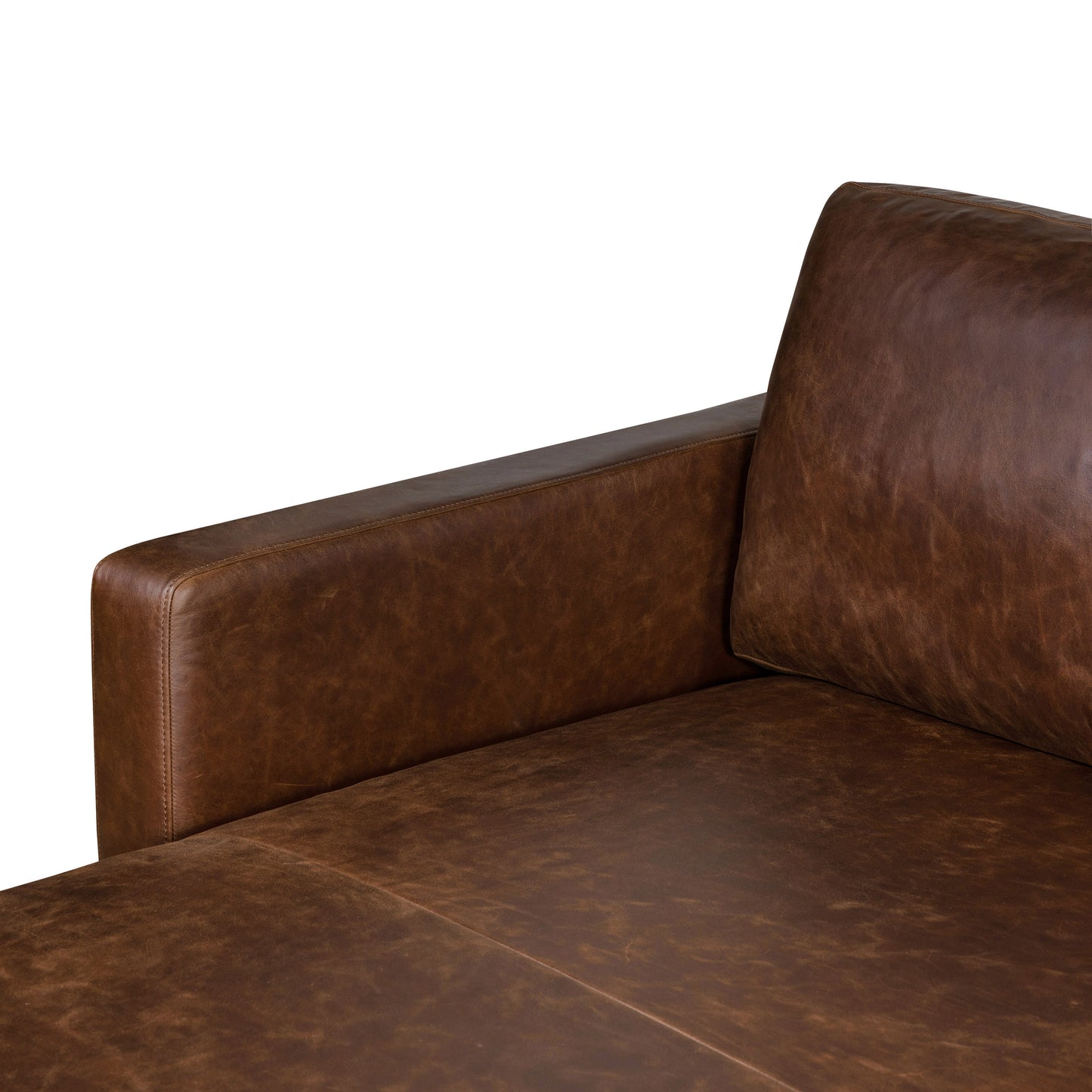 Harper 113.5" Leather Left-Facing Pull-Out Sleeper Sectional | Chocolate Brown