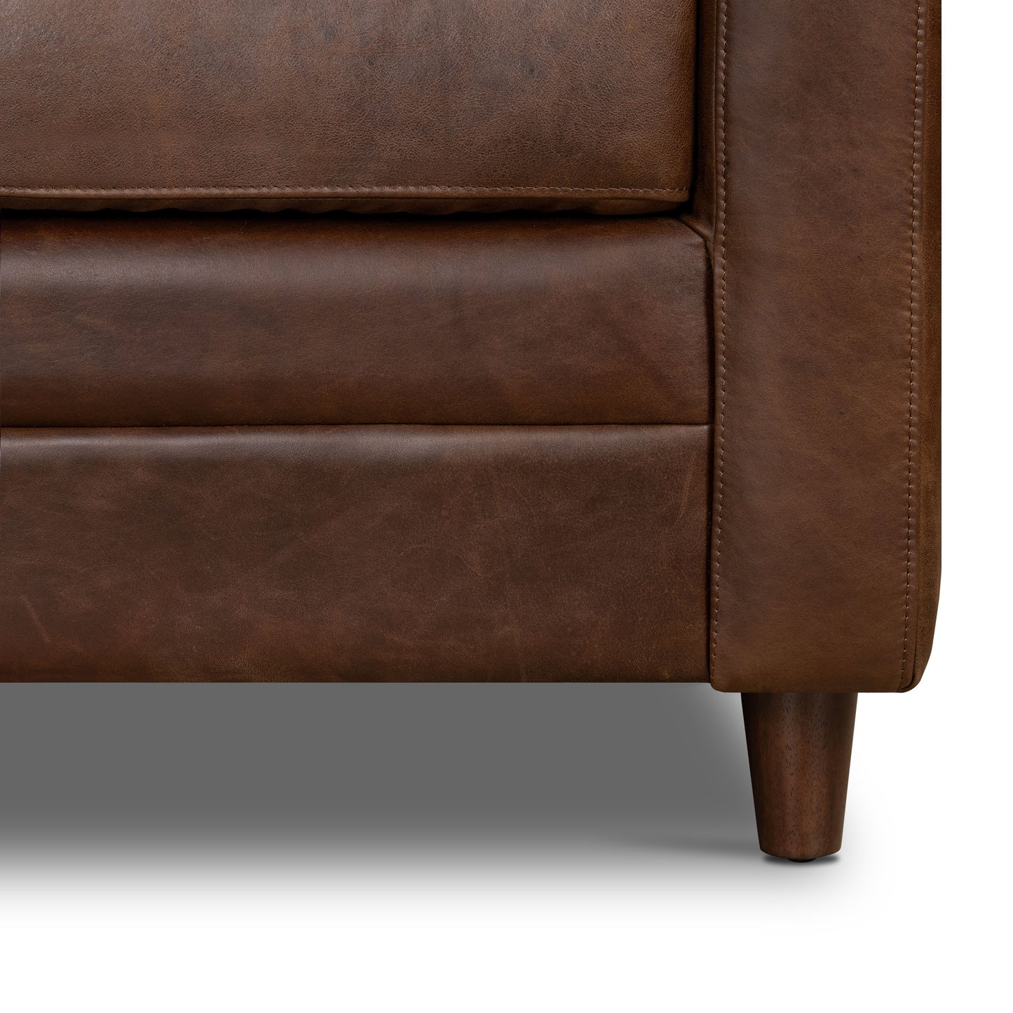 Harper 113.5" Leather Left-Facing Pull-Out Sleeper Sectional | Chocolate Brown