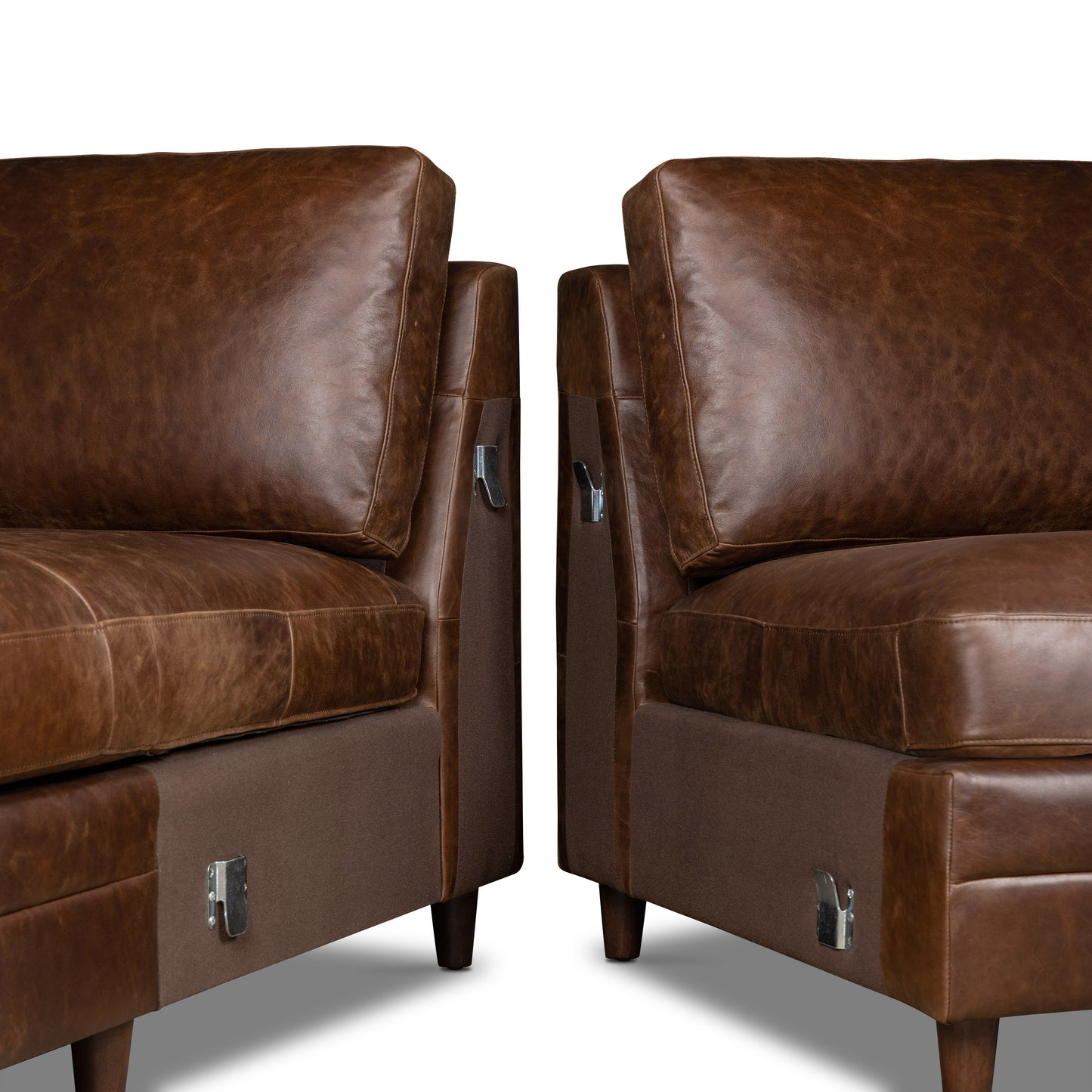 Harper 113.5" Leather Left-Facing Pull-Out Sleeper Sectional | Chocolate Brown