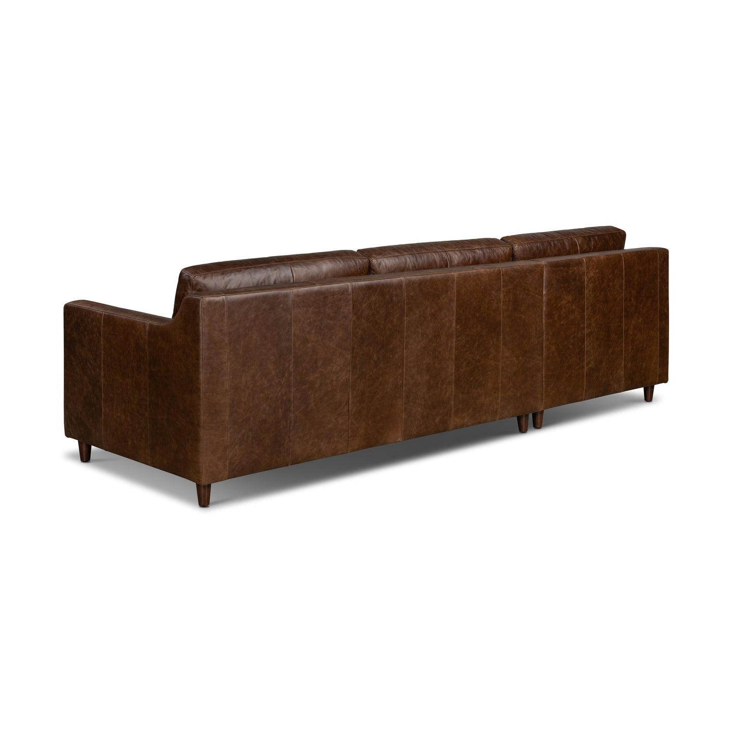 Harper 113.5" Leather Left-Facing Pull-Out Sleeper Sectional | Chocolate Brown