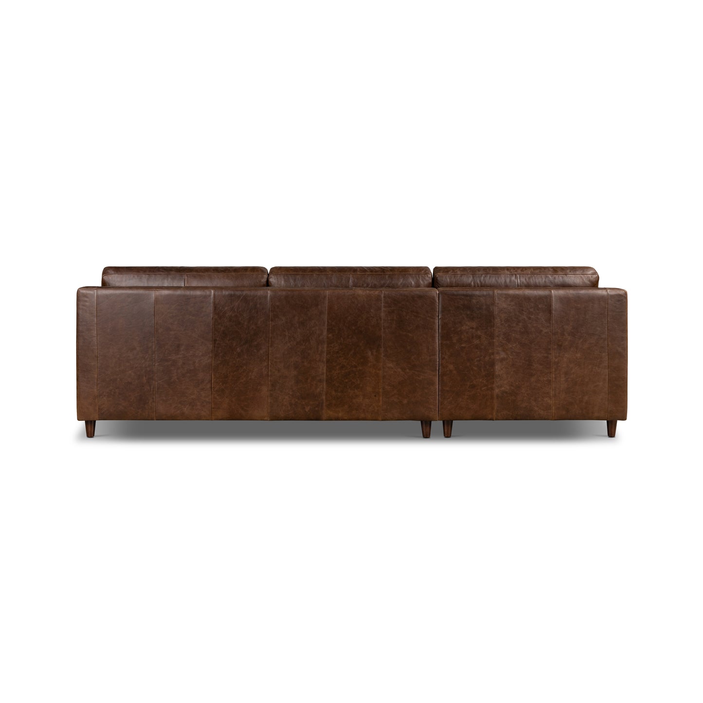 Harper 113.5" Leather Left-Facing Pull-Out Sleeper Sectional | Chocolate Brown