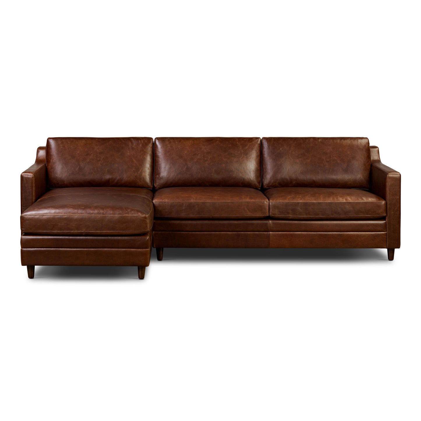 Harper 113.5" Leather Left-facing Pull-Out Sleeper Sectional Sofa | Oscuro Brown